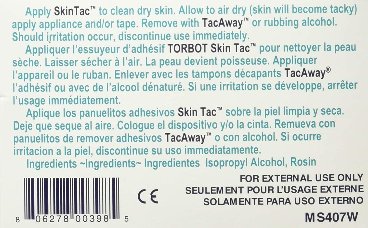 Torbot Group Inc Skin Tac H Adhesive Barrier Prep Wipe, Liquid Form, Latex-Free, Hypo-Allergenic (Box of 50 Each)
