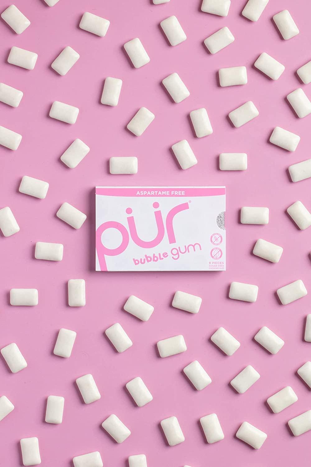 PUR Gum | Aspartame Free Chewing Gum | 100% Xylitol | Sugar Free, Vegan,  Gluten Free & Keto Friendly | Natural Bubblegum Flavored Gum, 55 Pieces  (Pack