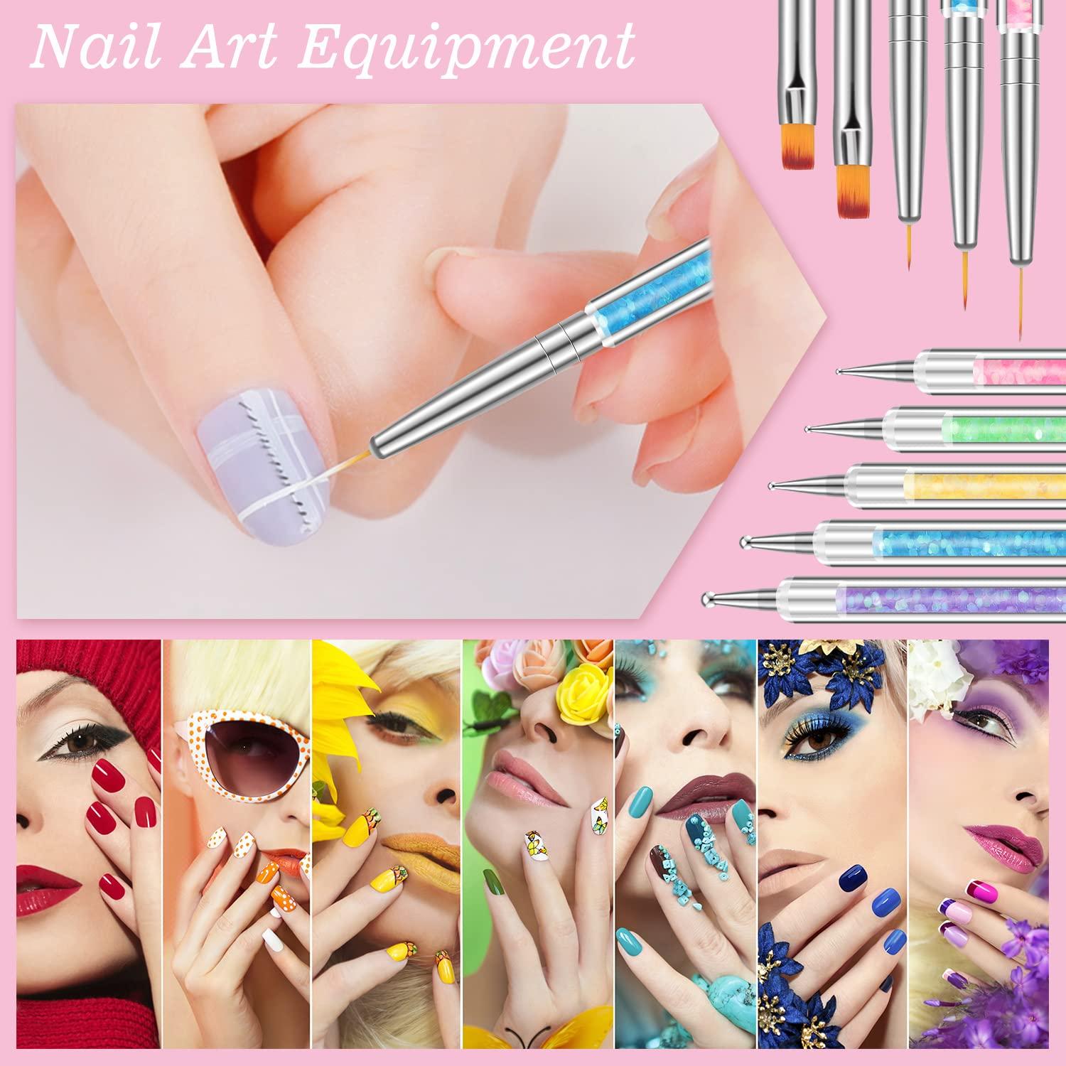 Mega Value Combo Kit of Nail Art Tools ? 3D Nail Art Stones, Nail Stamping  Image Plates, Silicone Stamper, Nail Art Brush set, Nail Dotting Tool  Complete Set. - 24x7 eMall