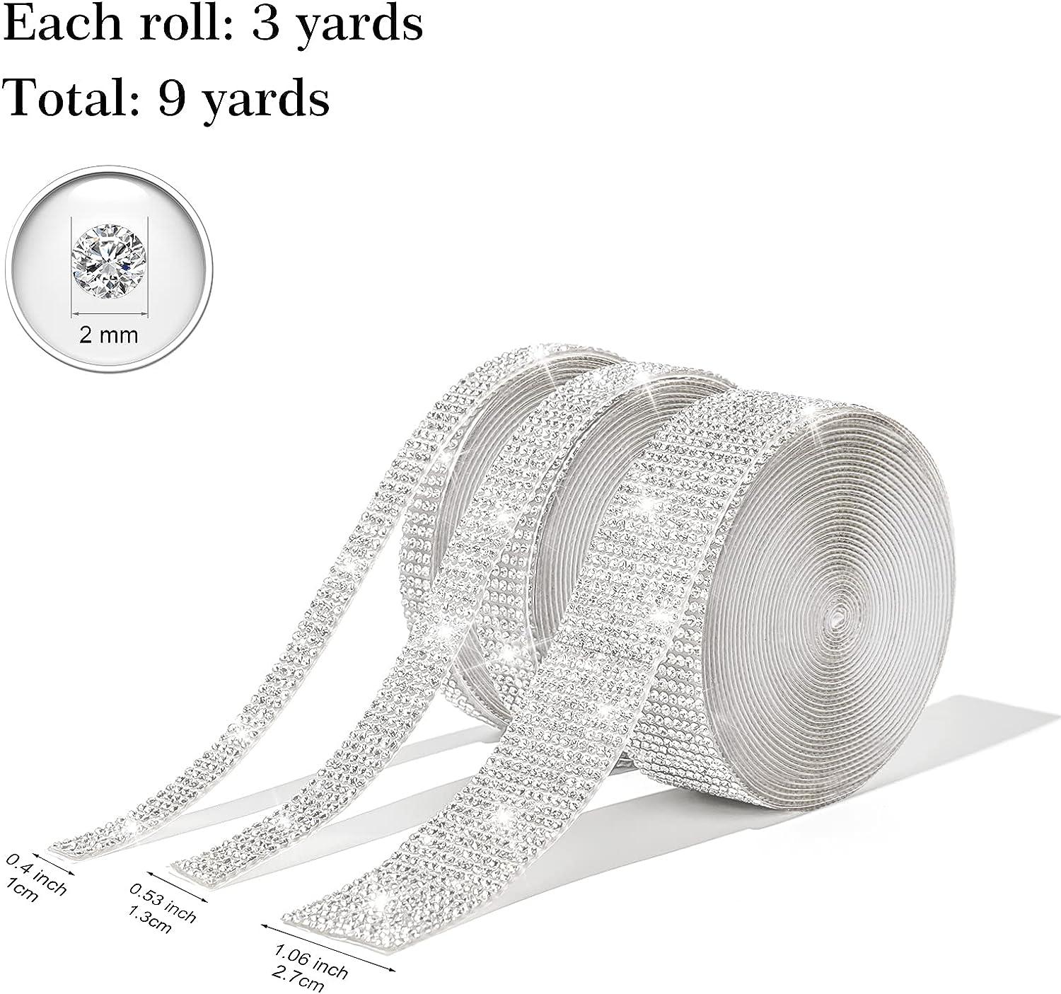 2 Rolls Self-Adhesive Rhinestones Tape Crystal Bling Stickers