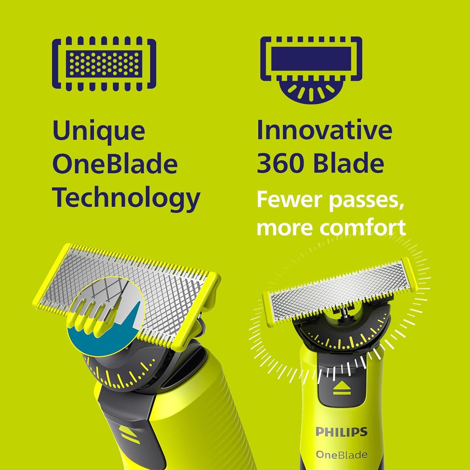 Philips OneBlade 360 with Connectivity Face + Body Electric Beard Trimmer  Shaver and Body Groomer with 360 Blade tech 1x360 Blade for face 5in1  Adjustable Comb 1x Body Kit (Model QP4631/30) Connected 360