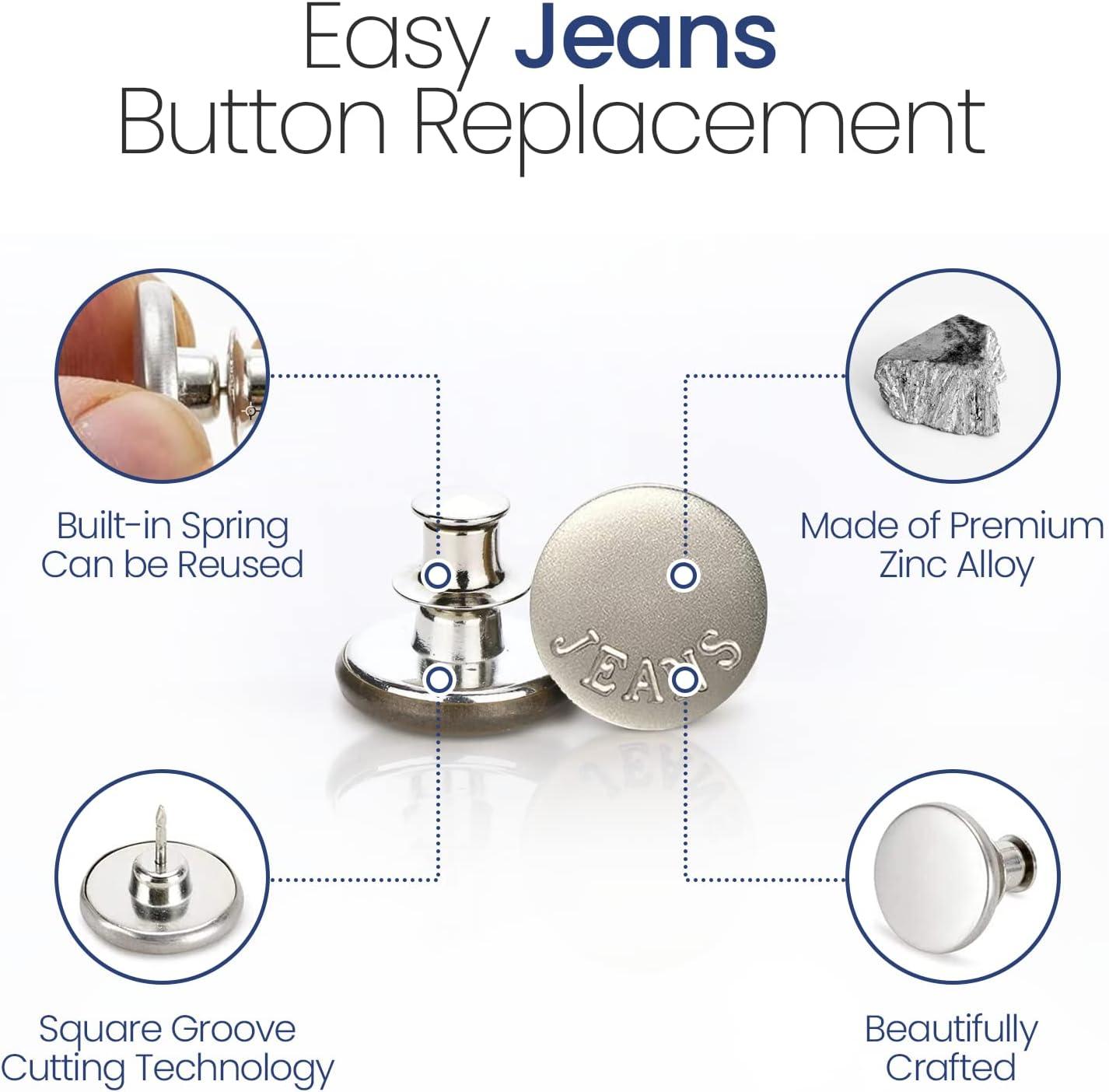 8 Sets Of Button Pin Jeans, Seamless Fit, Detachable Pants Button Pins,  Instant Jeans Buttons