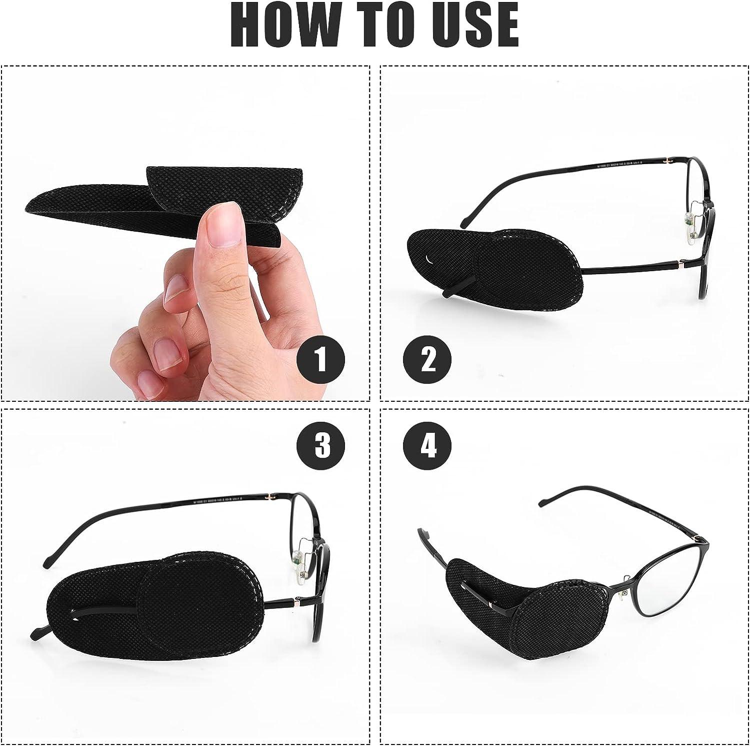 6pcs Glasses Eye Patch, Black Eye Patch Reusable Lazy Eye Patch 