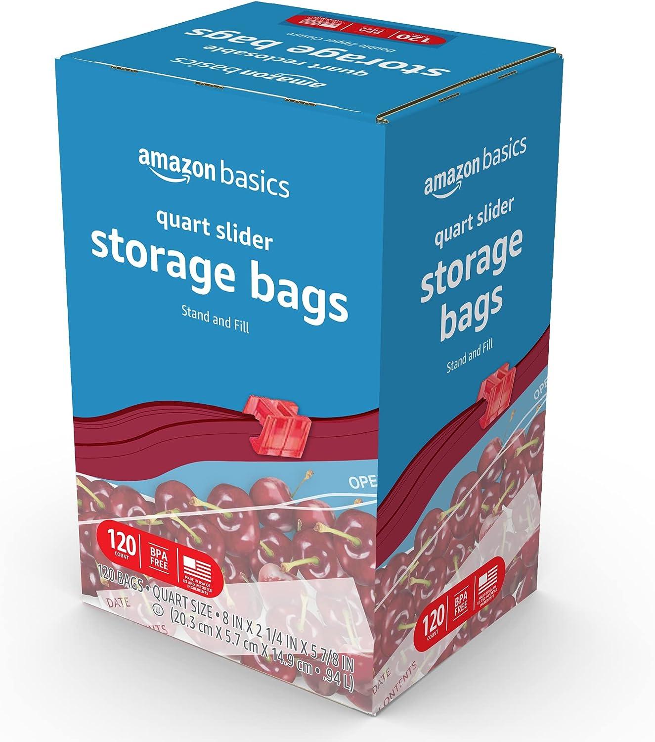 Basics Slider Quart Food Storage Bags, 120 Count (Previously Solimo)  Quart (120 Count)