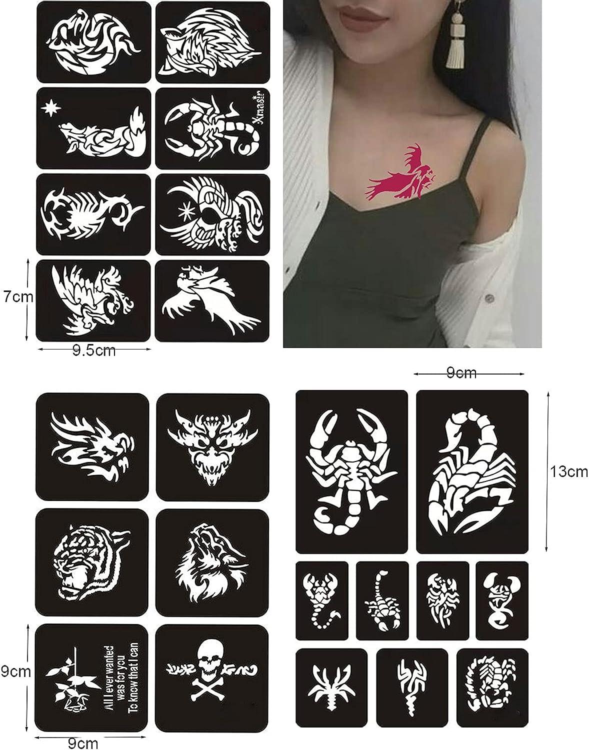 Dragon Stencils for Henna and Glitter Temporary Tattoo Body Art 