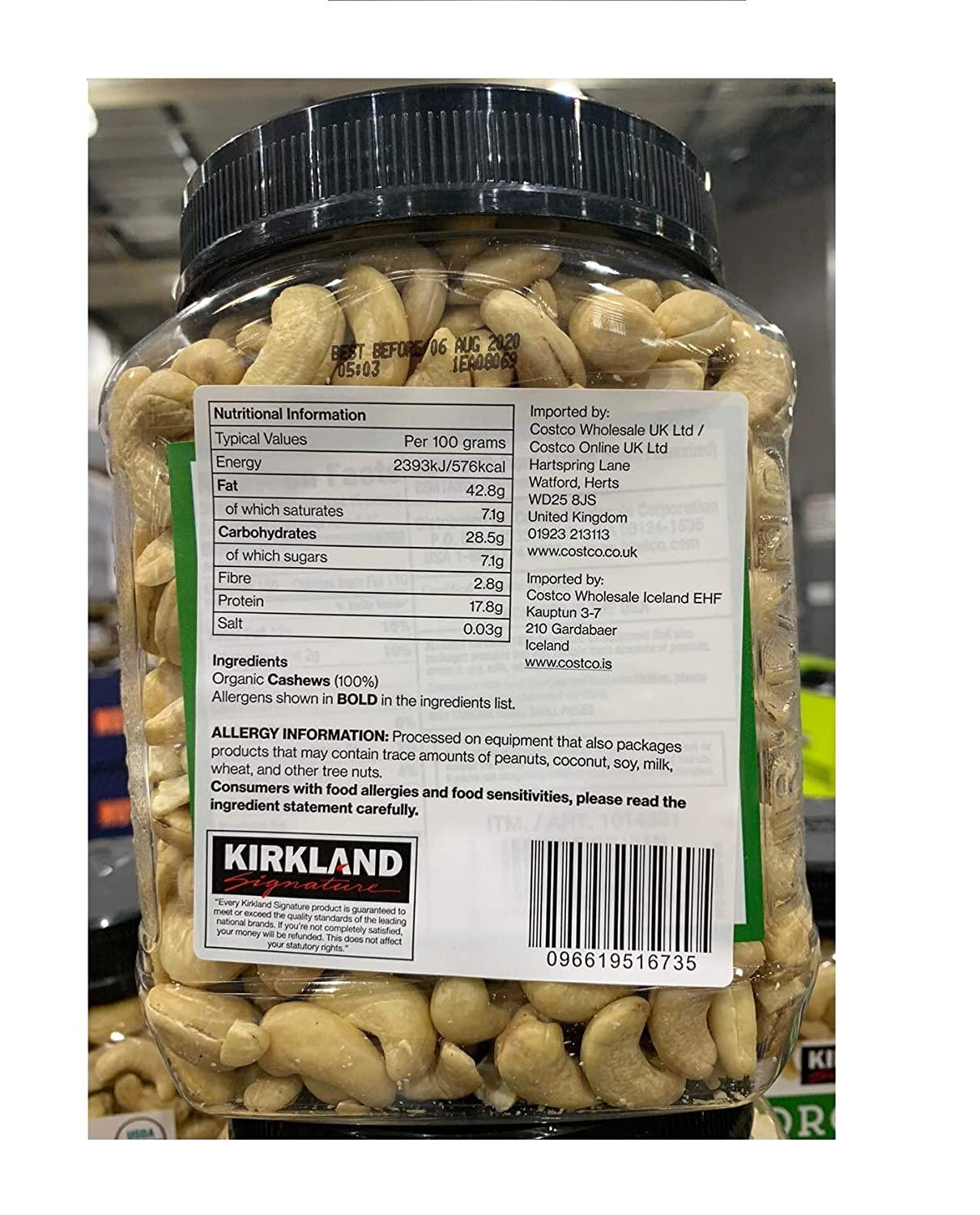 Kirkland Signature Organic Unsalted Cashews 40 Oz 25 Lb Pack Premium Quality Nuts