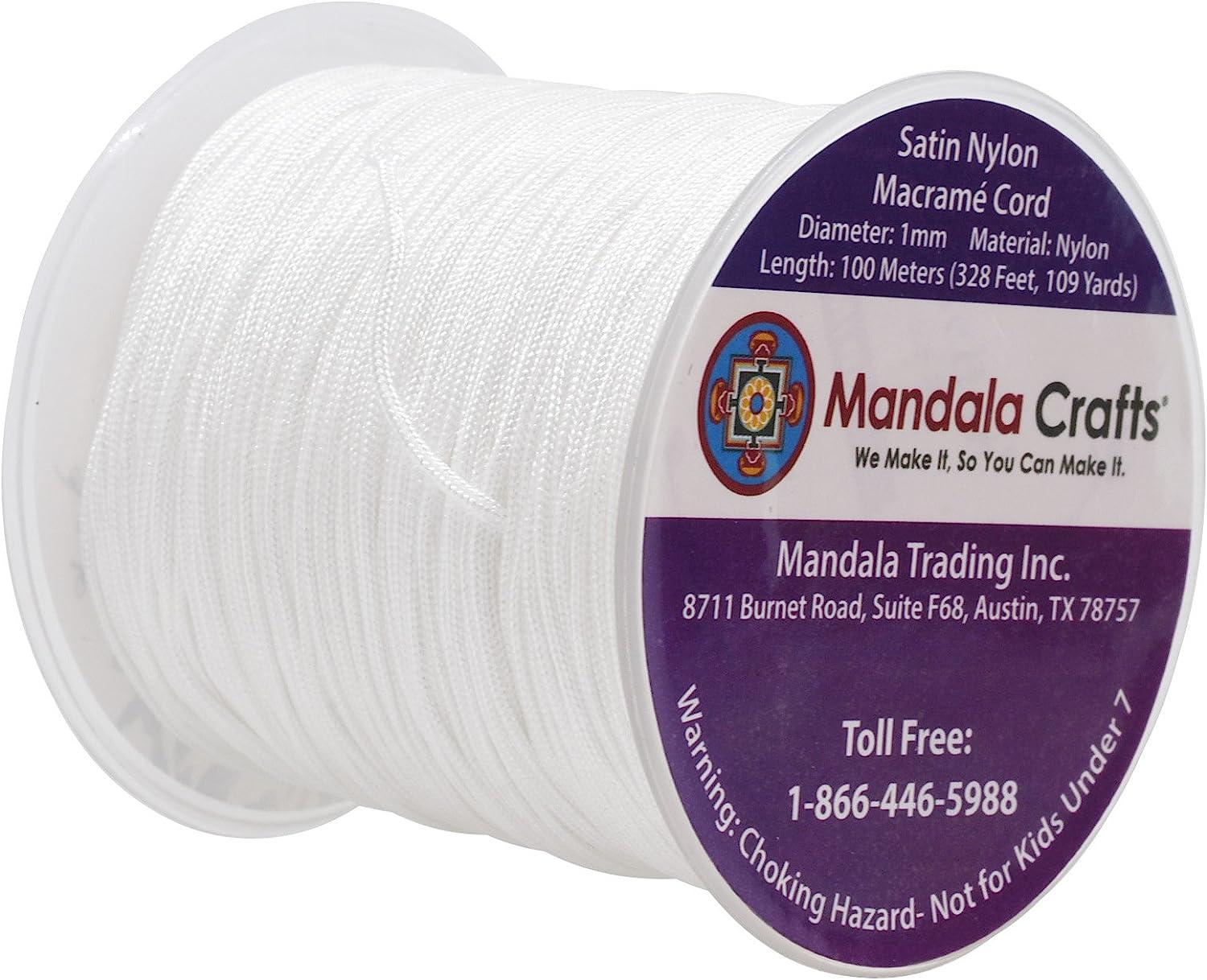 Mandala Crafts 1mm White Elastic Cord for Bracelets Necklaces - 109 Yds