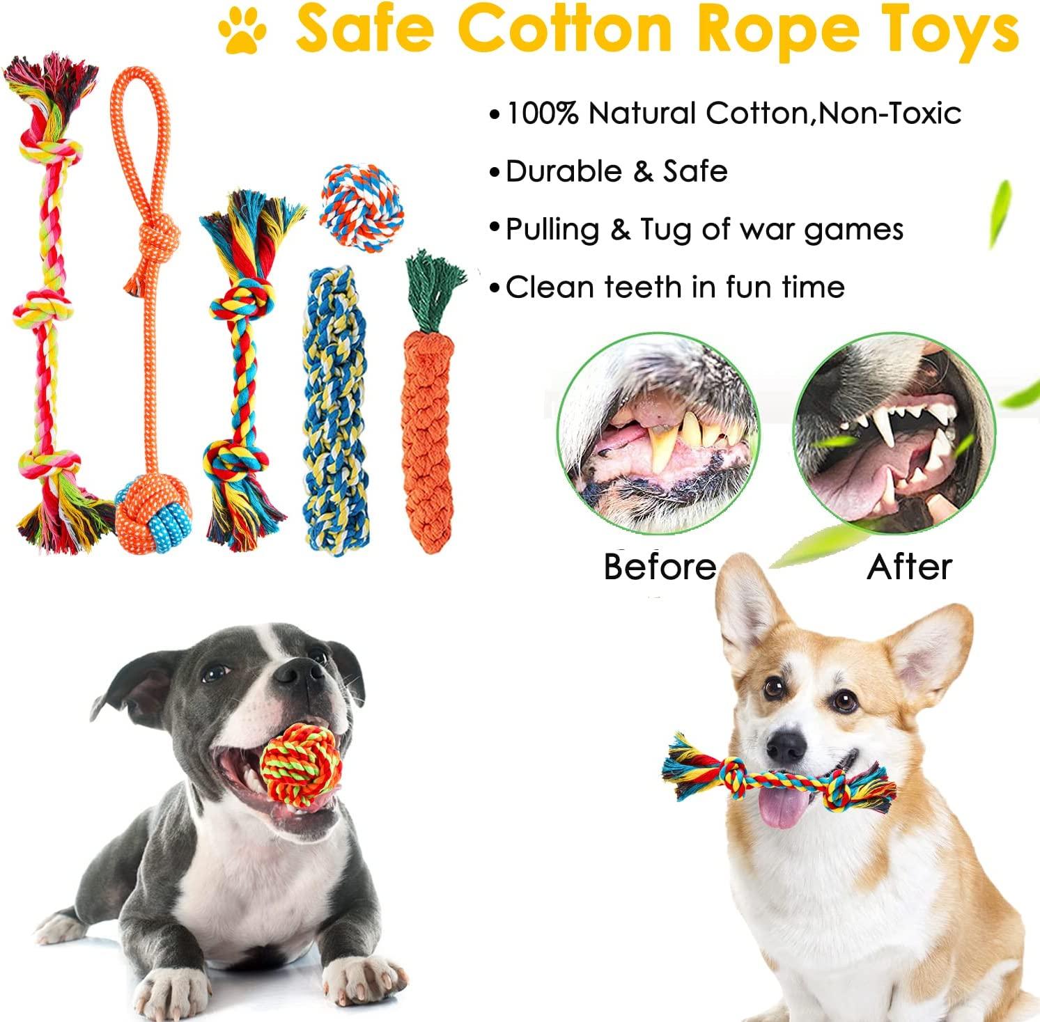 Dog Chew Toys for Aggressive Chewers, Treats Teething Rope Toys