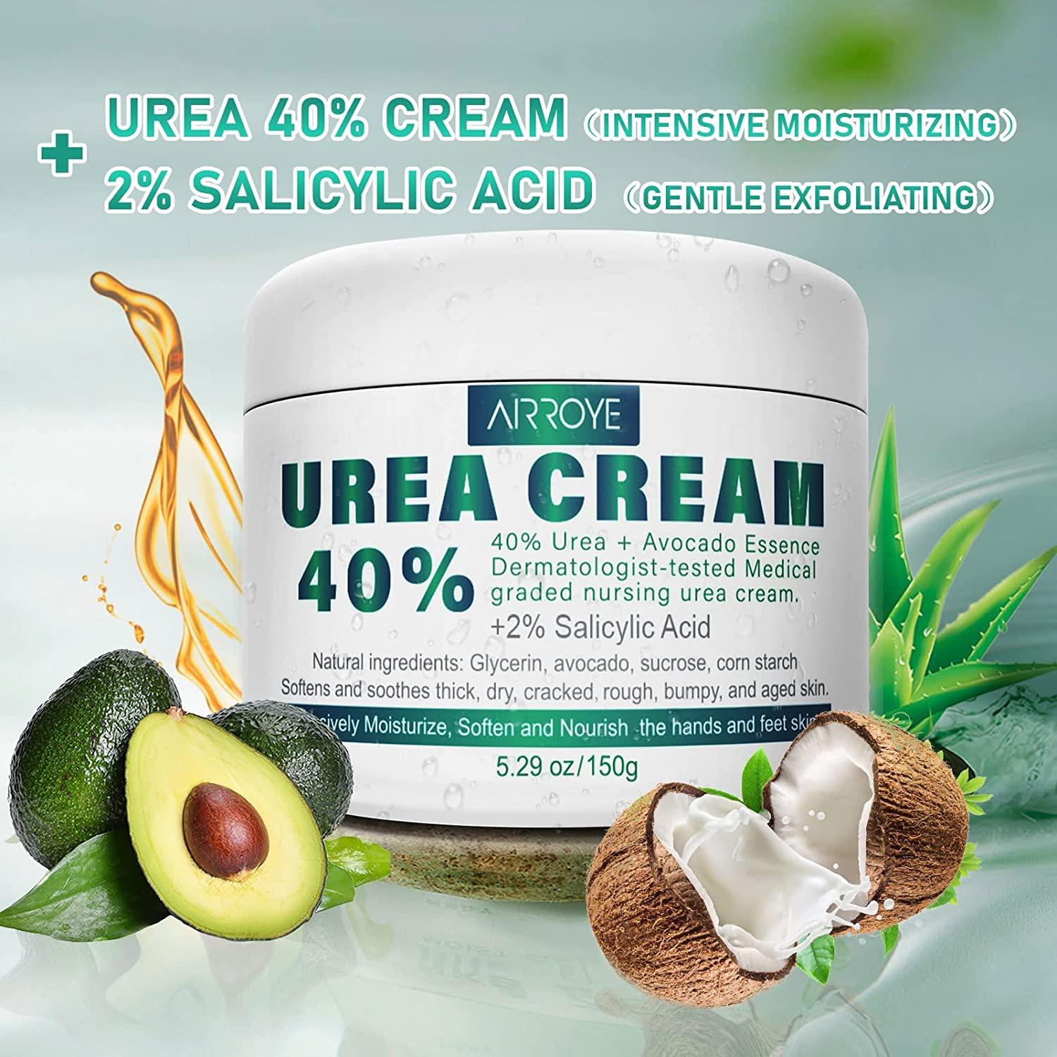 Urea 40% Foot Cream with 2% Plus Salicylic Acid, Foot Cream for Dry Cracked Heels - Best Callus Remover for Feet & Hands, Natural Moisturizes