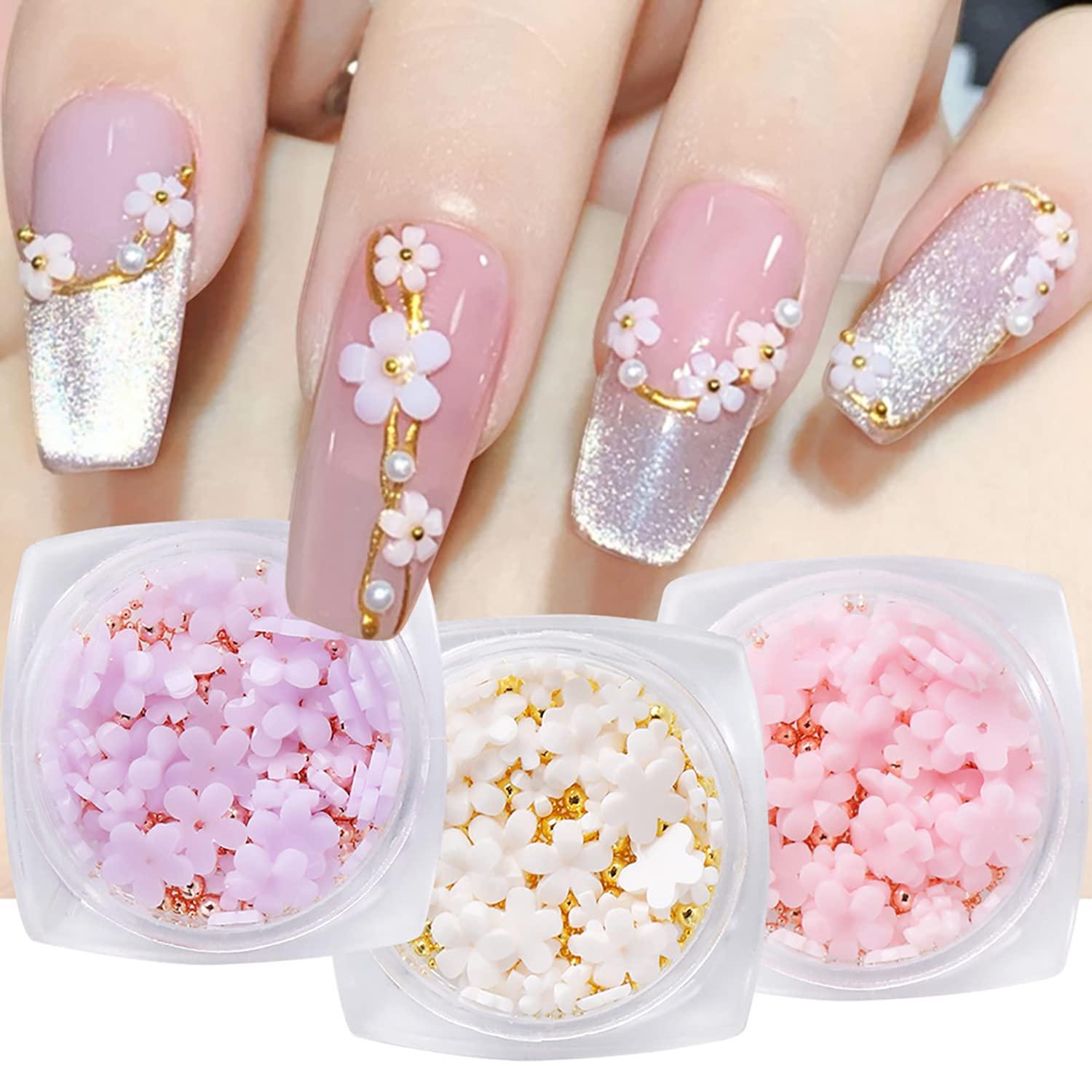 SILPECWEE Light Change Flower Nail Charms 3d Nail Flower Gold and Silver  Caviar Nail Art Charms Nail Jewelry for Acrylic Nails DIY Craft Nail Design  Accessories Nail Art Supplies (6 Boxes)