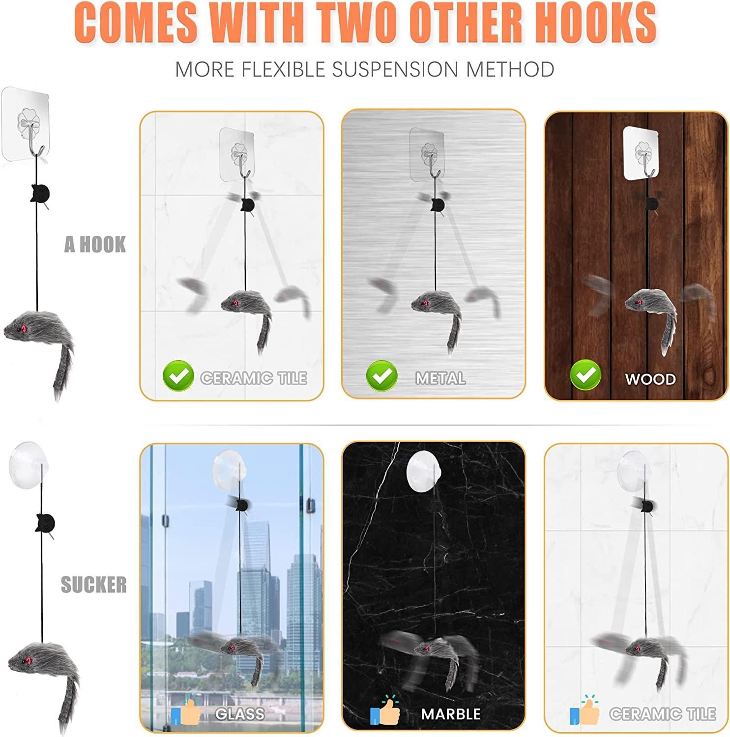FYNIGO Self-Play 3 Ways Hanging Door Cat Mouse Toys for Indoor Cats  Kitten,Interactive Cat Mice Toys for Hunting Exercising Eliminating  Boredom, for