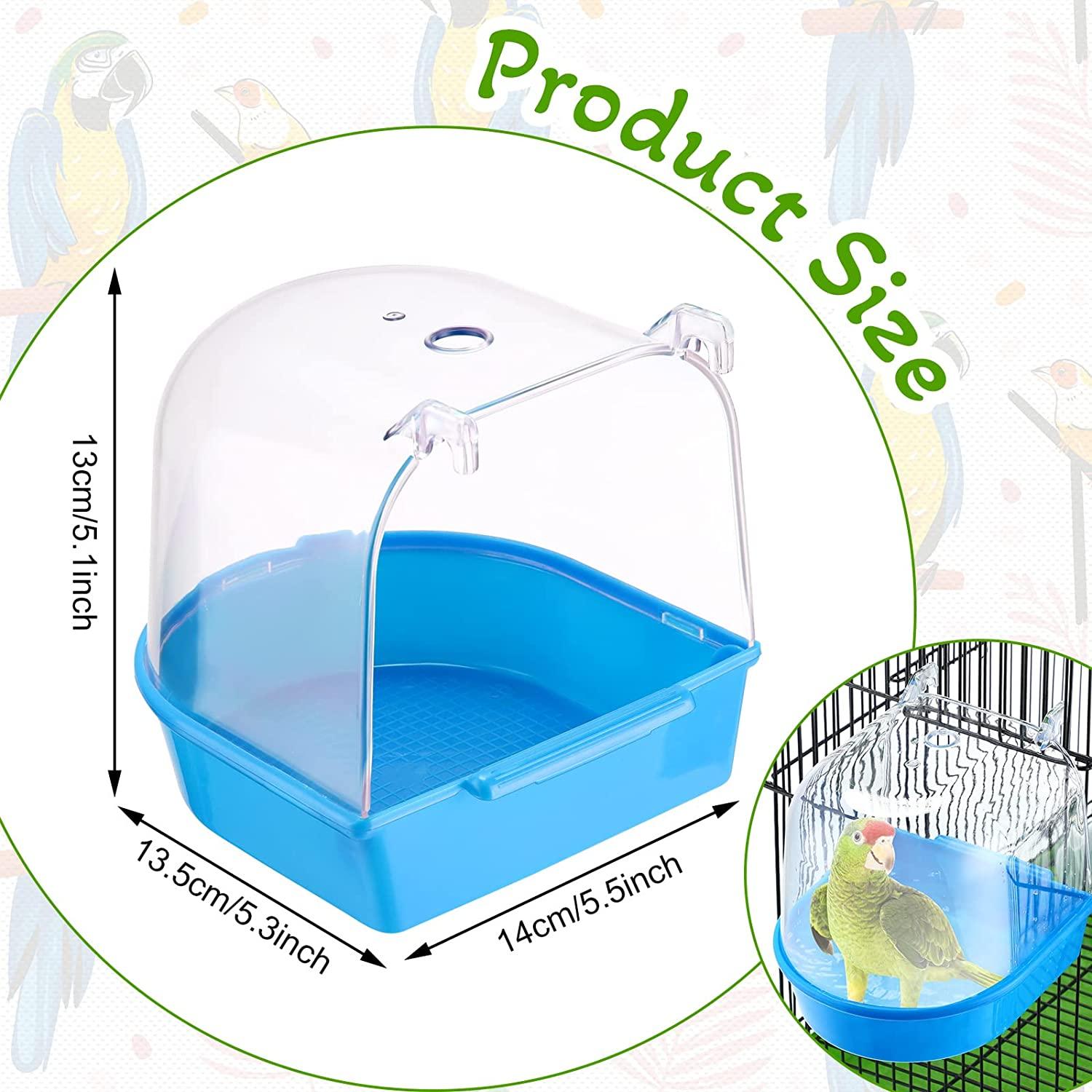 Clear Bird Bath For Cage Bird Cage Accessories Hanging Bird Tub For Small  Bird Cockatiel, Conure, Parakeet, Blue, By Ayuboom Blue