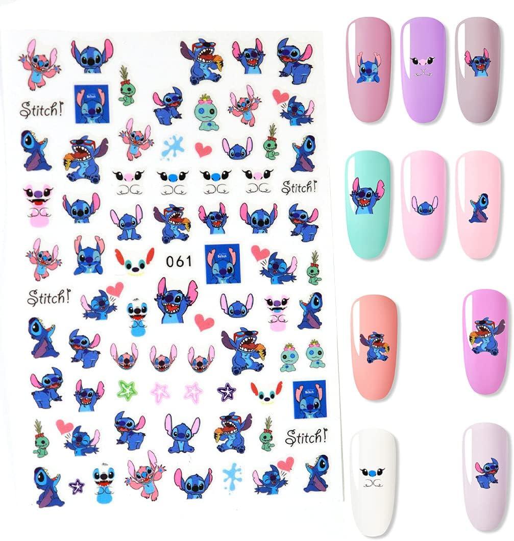 Emifunny Cute Mermaid Nail Stickers Kawaii Cartoon Nail Stikers Self-Adhesive Nail Decals for Women Girls Kids Nail Art Stickers (75+Decals)