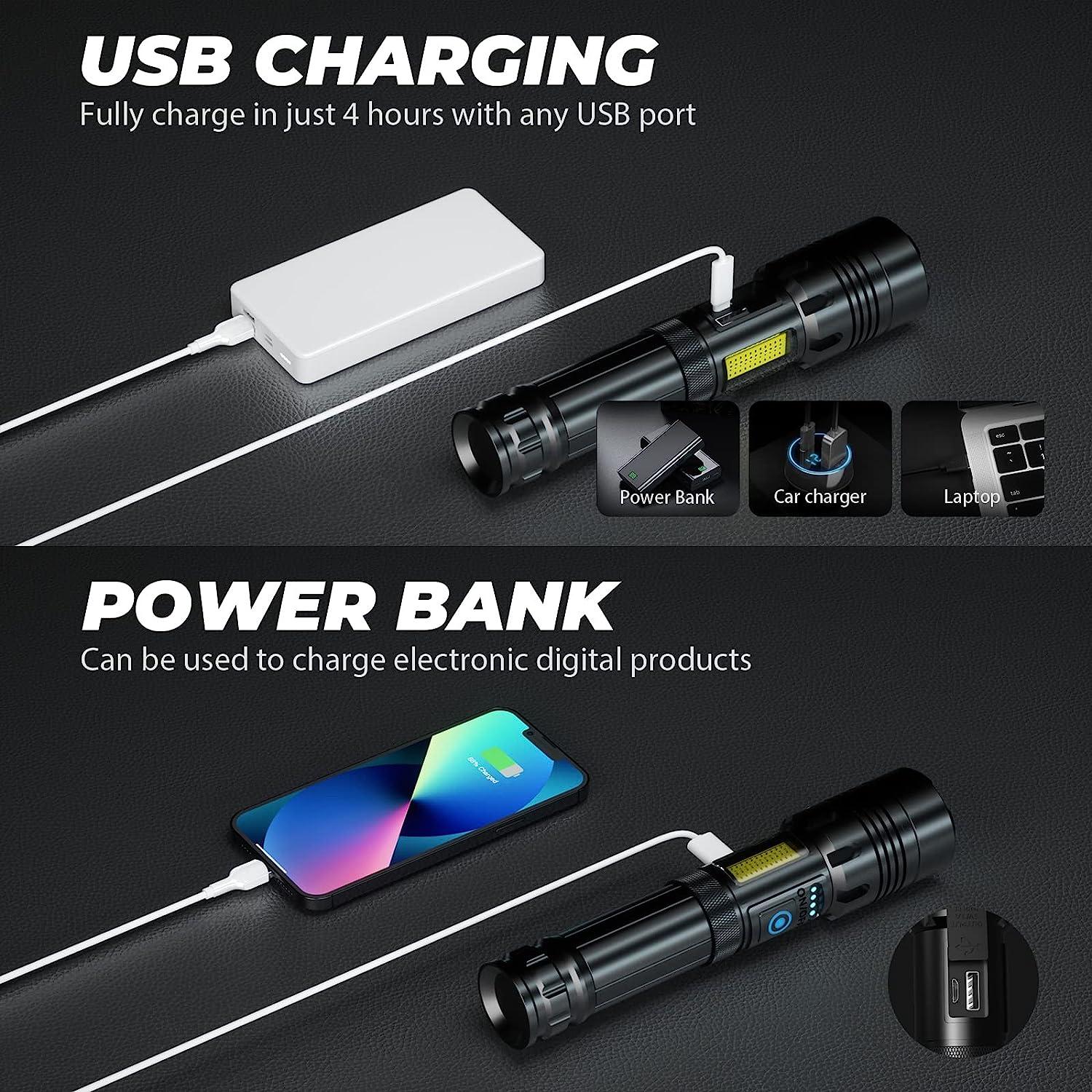 Multifunction High power led flashlights usb rechargeable