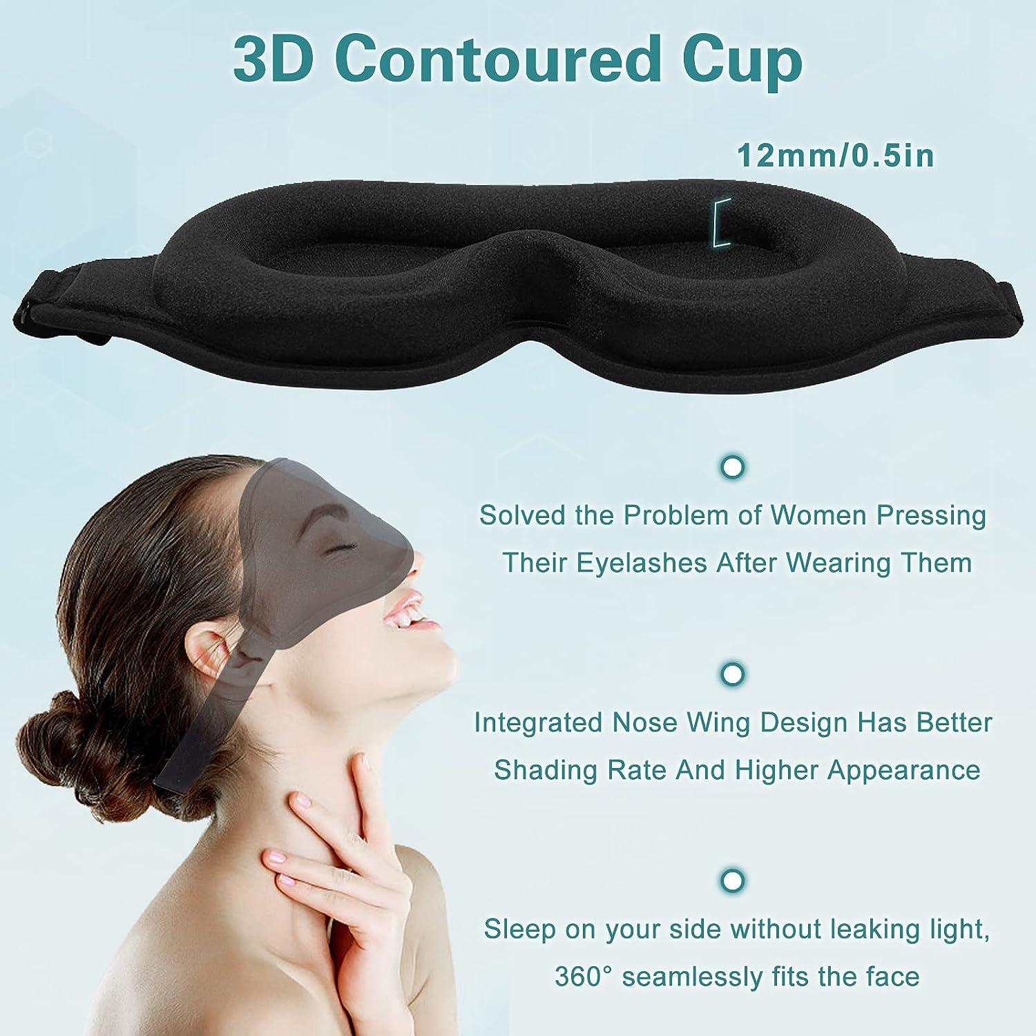 3D Sleep Mask for Side Sleeper, 100% Light Blocking Sleeping Eye Mask for  Women Men, Contoured Cup Night Blindfold, Luxury Eye Cover Eye Shade with