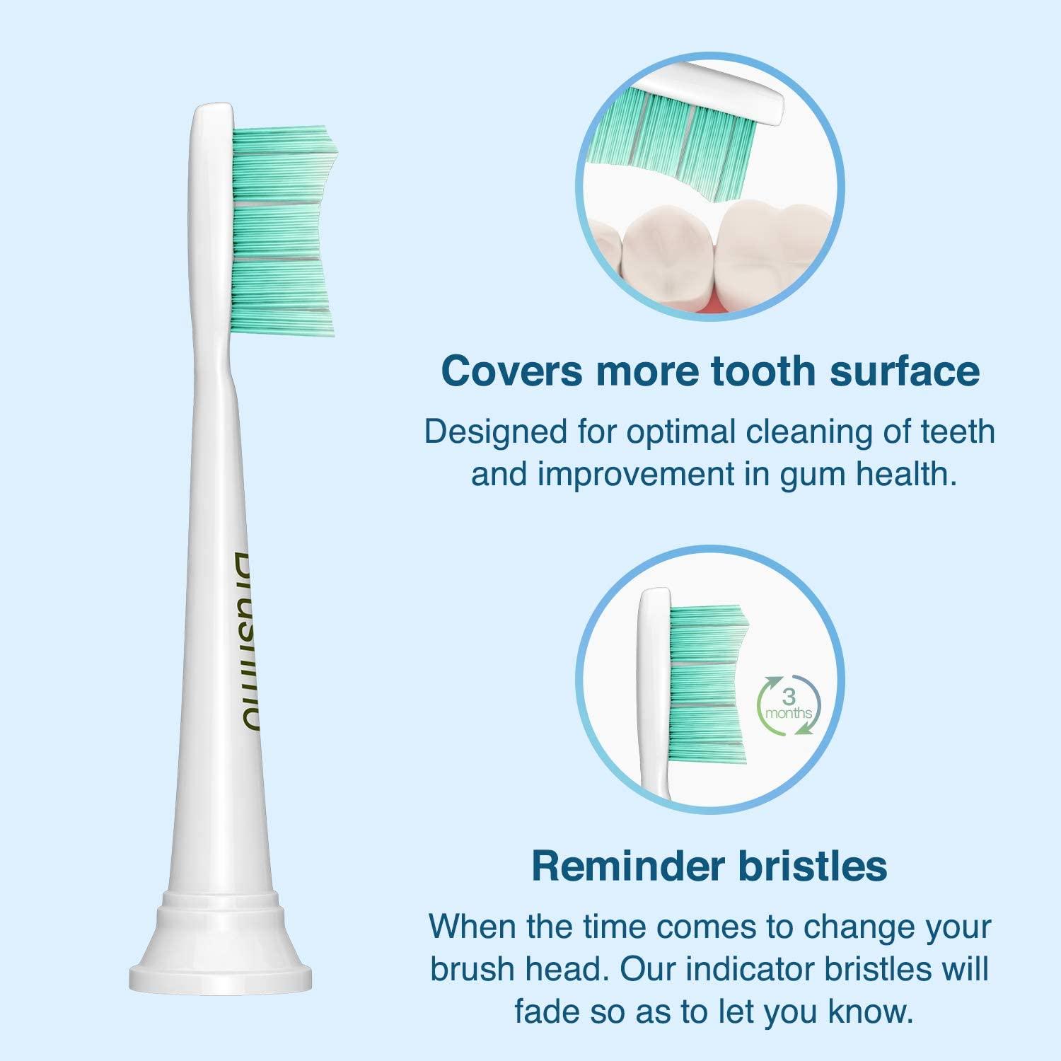 Brushmo Replacement Toothbrush Heads Compatible with Philips Sonicare  Electric Toothbrush, White, 8 Pack