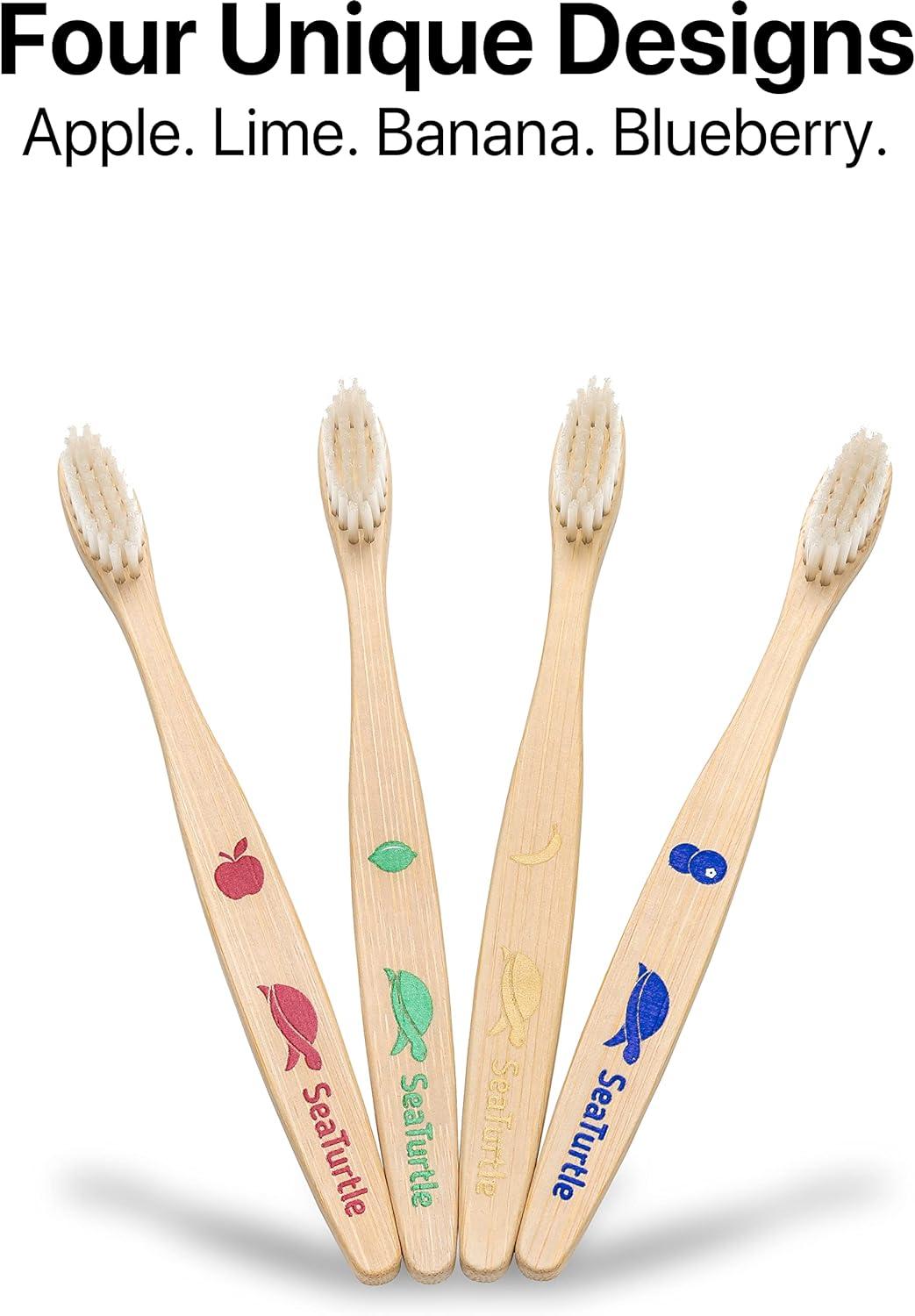 Sea Turtle Bamboo Toothbrushes - 4 Pack for Adults