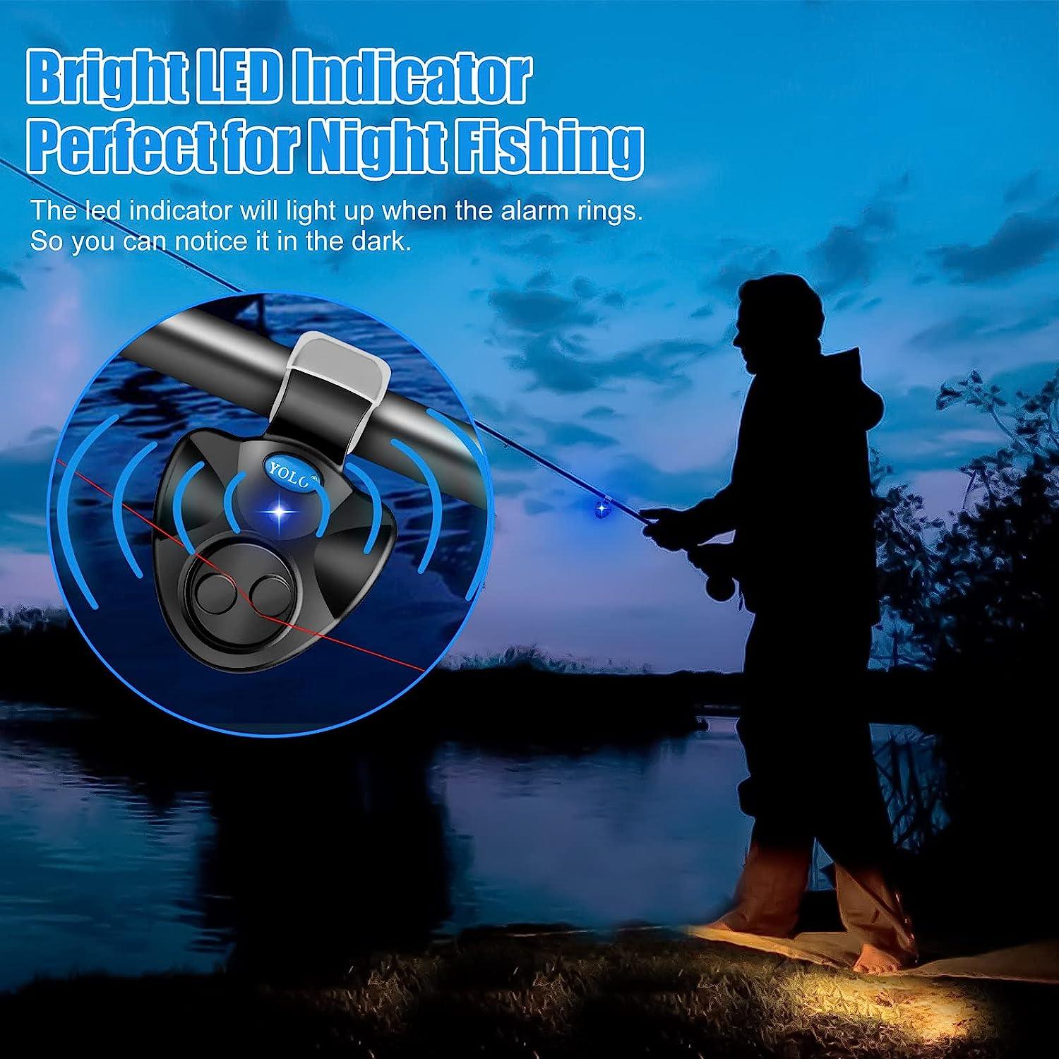 Dragonus LED Fishing Bite Alarms for Fishing Rod Sensitivity Sound Indicator Alert Bell Fishing Illuminated Swinger, Size: One size, Red