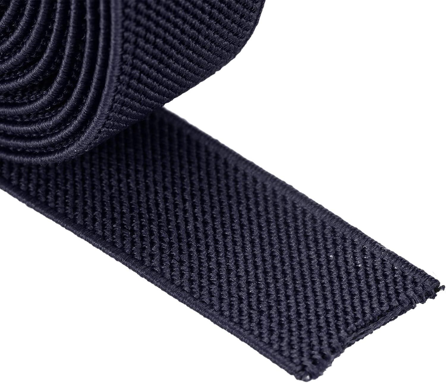 MECCANIXITY Twill Wide Elastic Band Double-Side 1 inch Flat 2 Yard Woven Elastic  Band Knit Elastic Spool Heavy Stretch Strap Navy for Sewing Waistband 2  Yard Navy