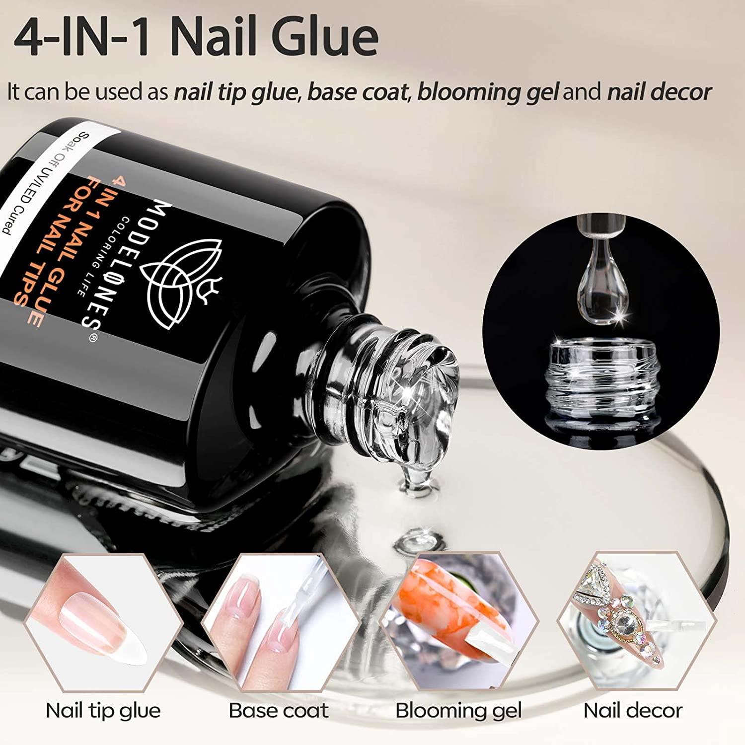 Gel X Nail Kit, Gel Kit 4 In 1 Glue Gel 500Pcs Tips Half Matte Shape UV LED  Lamp