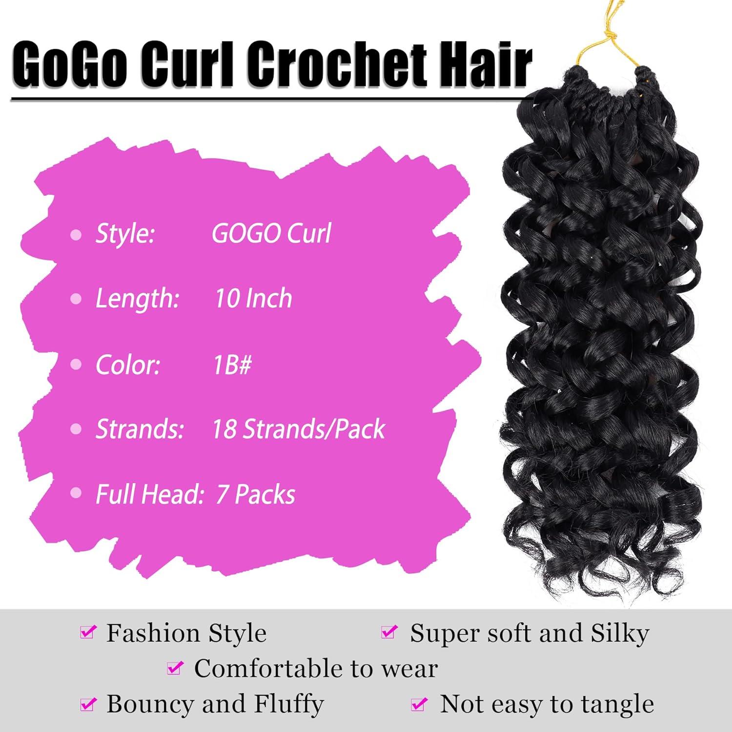 7 Packs GoGo Curl Crochet Hair 10 Inch Short Curly Crochet Hair for Women  Water Wave Beach Curl Deep Twist Crochet Braids Synthetic Braiding Hair  Extensions(10 Inch 1B) 10 Inch(pack of 7) 1B