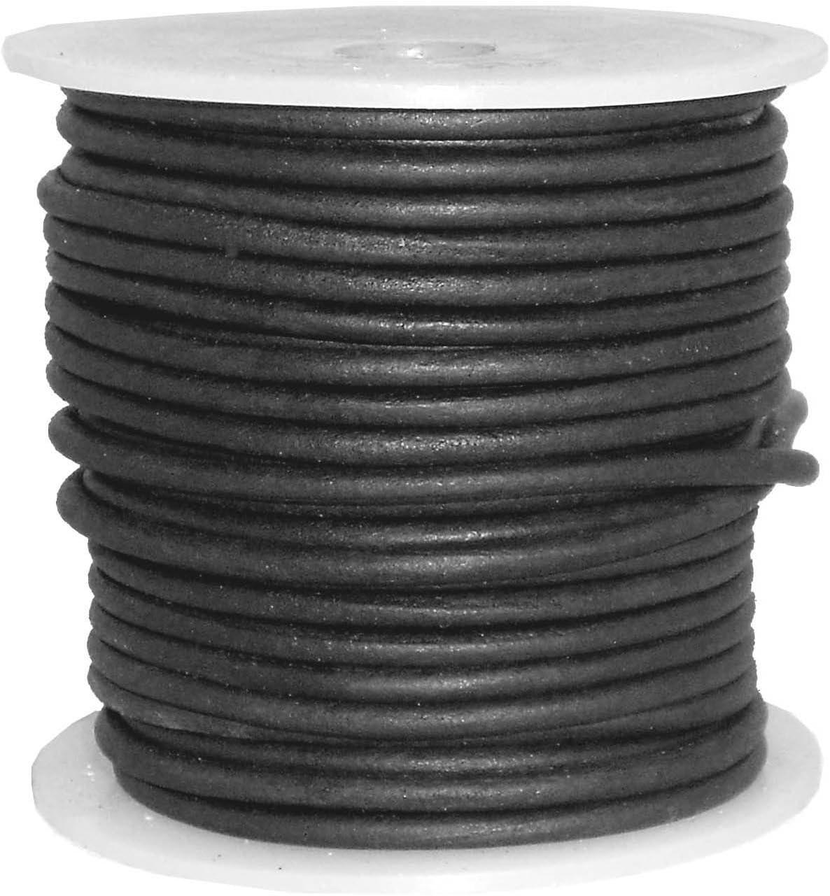 Cords Craft Round Leather Cord 1mm Black Matte for Jewelry Making