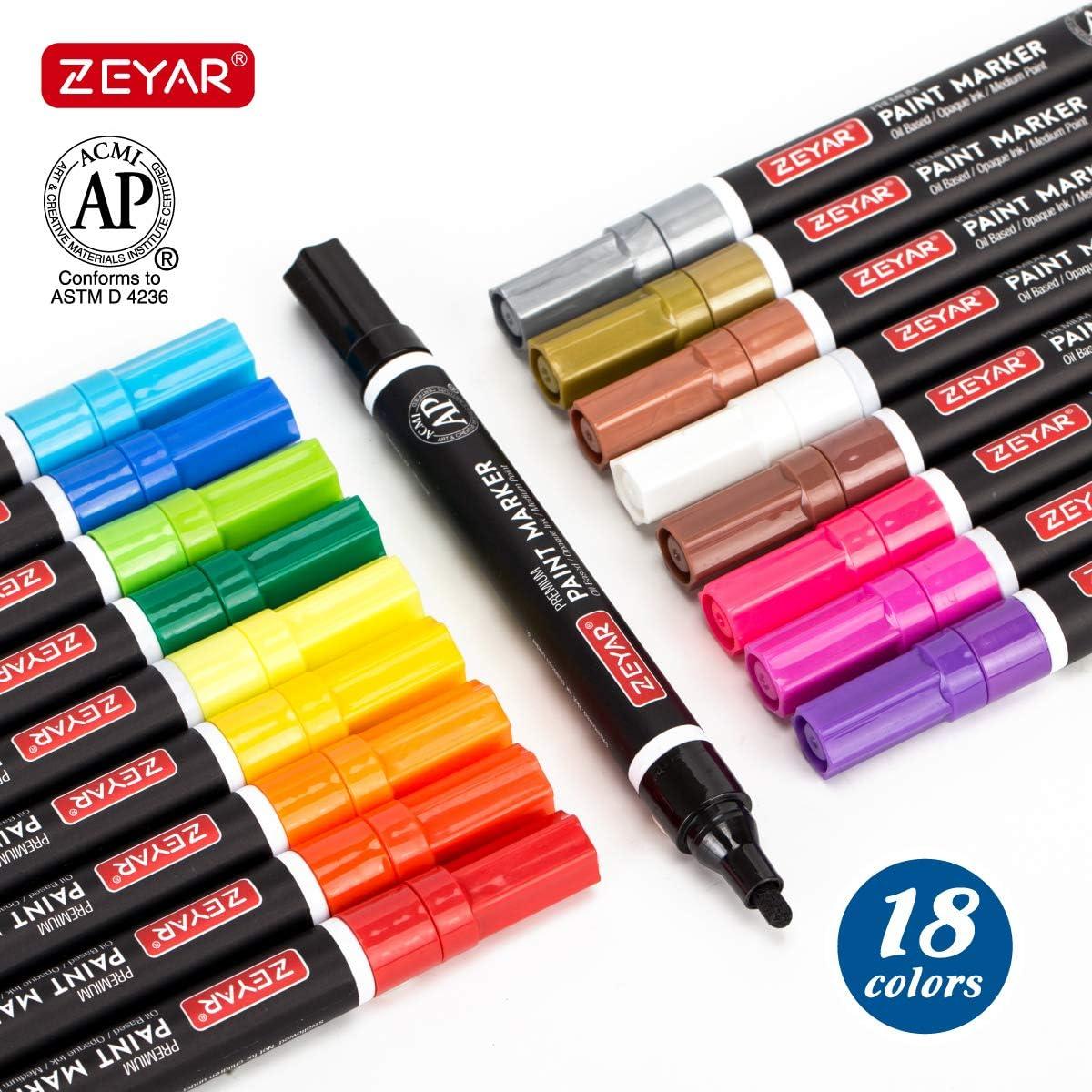 ZEYAR Permanent Markers, JUMBO Size, Set of 2, Premium Waterproof