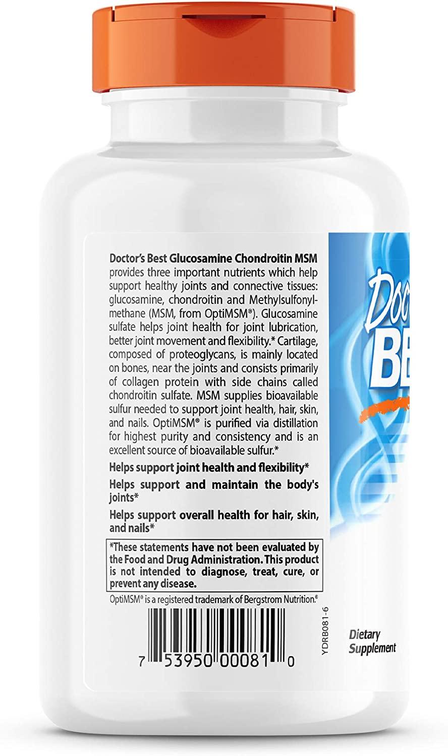 Doctors Best Glucosamine Chondroitin Msm With Optimsm Capsules Supports Healthy Joint