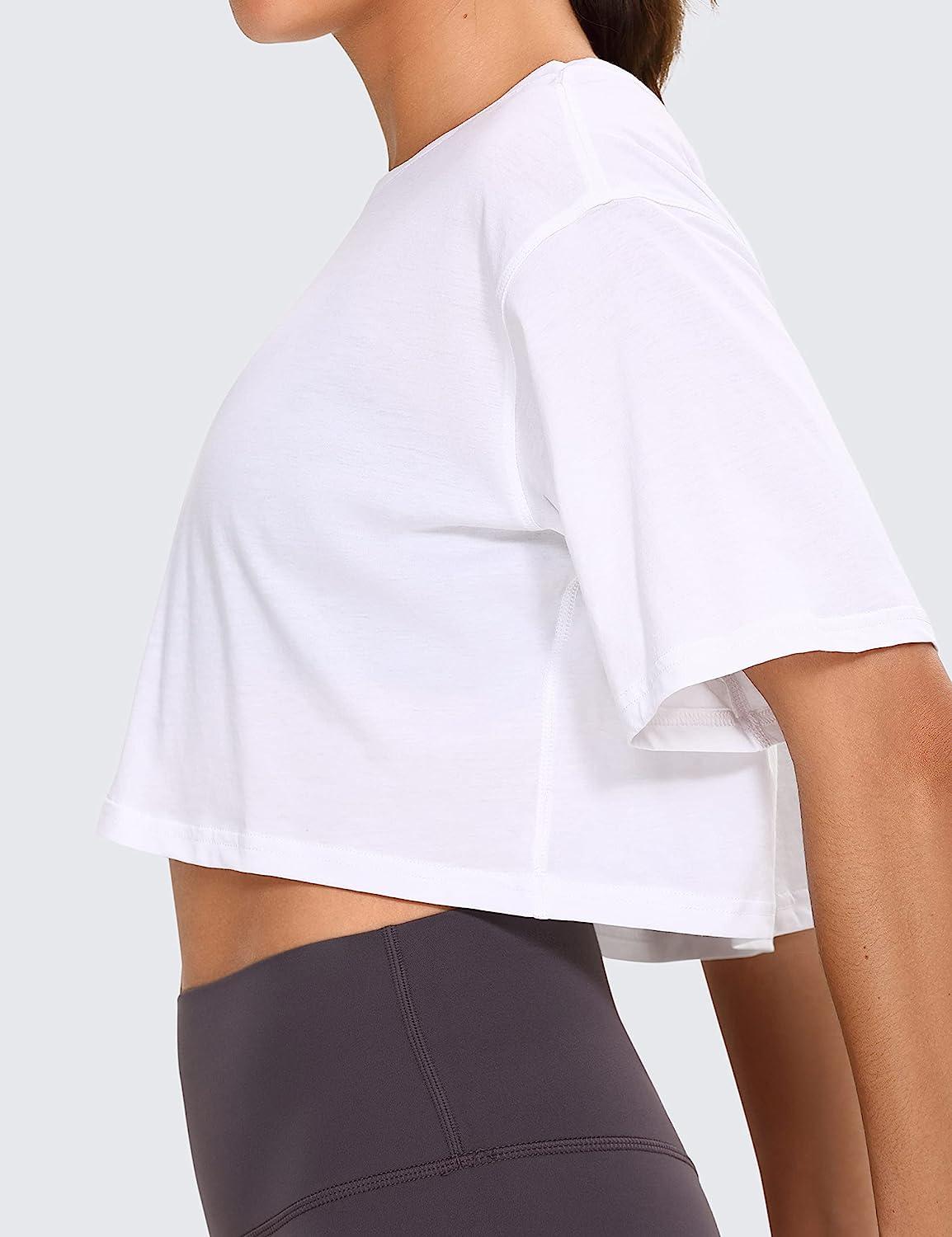CRZ YOGA Women's Seamless Active Tops Short Sleeve Workout Running Sports  Leisure T-Shirt