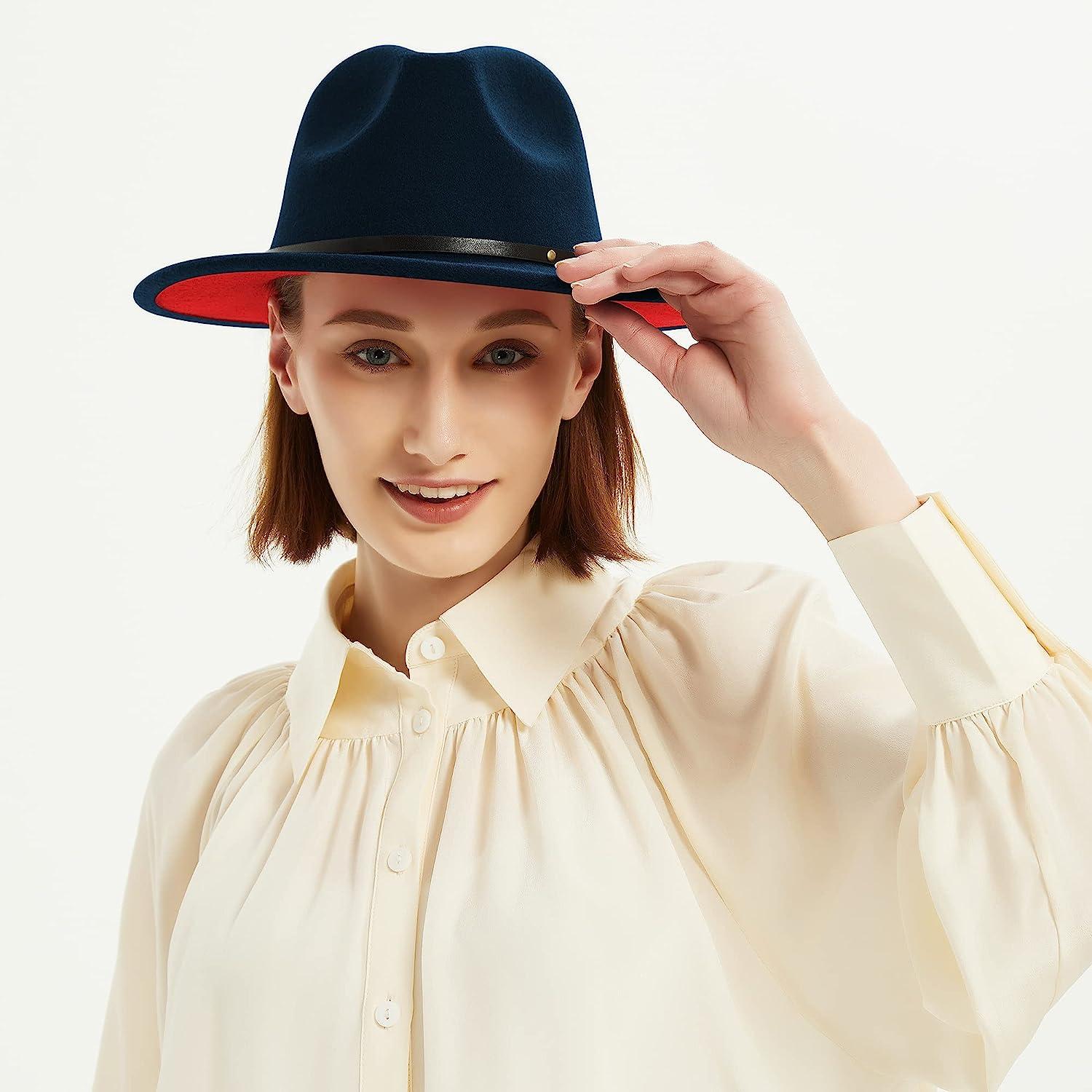 Stylish Wide Brim Fedora Hat for Women and Men with Adjustable Drawstring  and Belt Buckle - High-Quality Material, Unique Two Tone Design - Perfect