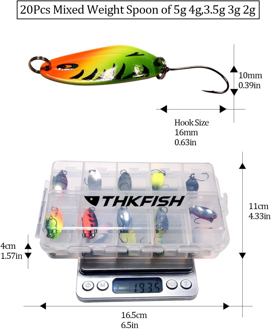 Thkfish 12Pcs/Box Trout Fishing Spoon Set Hard Baits Single Hooks Metal Fishing  Lures for Char Perch
