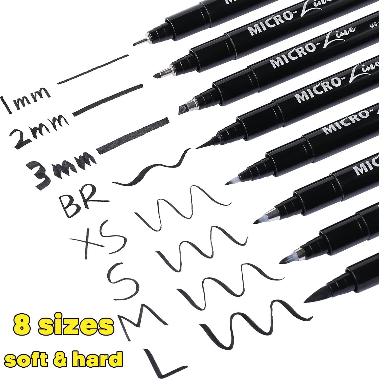 Dainayw Hand Lettering Pens, Calligraphy Brush Pen, 8 Size Black Markers  Set for Artist Sketch, Technical, Beginners Writing, Art Drawings,  Signature