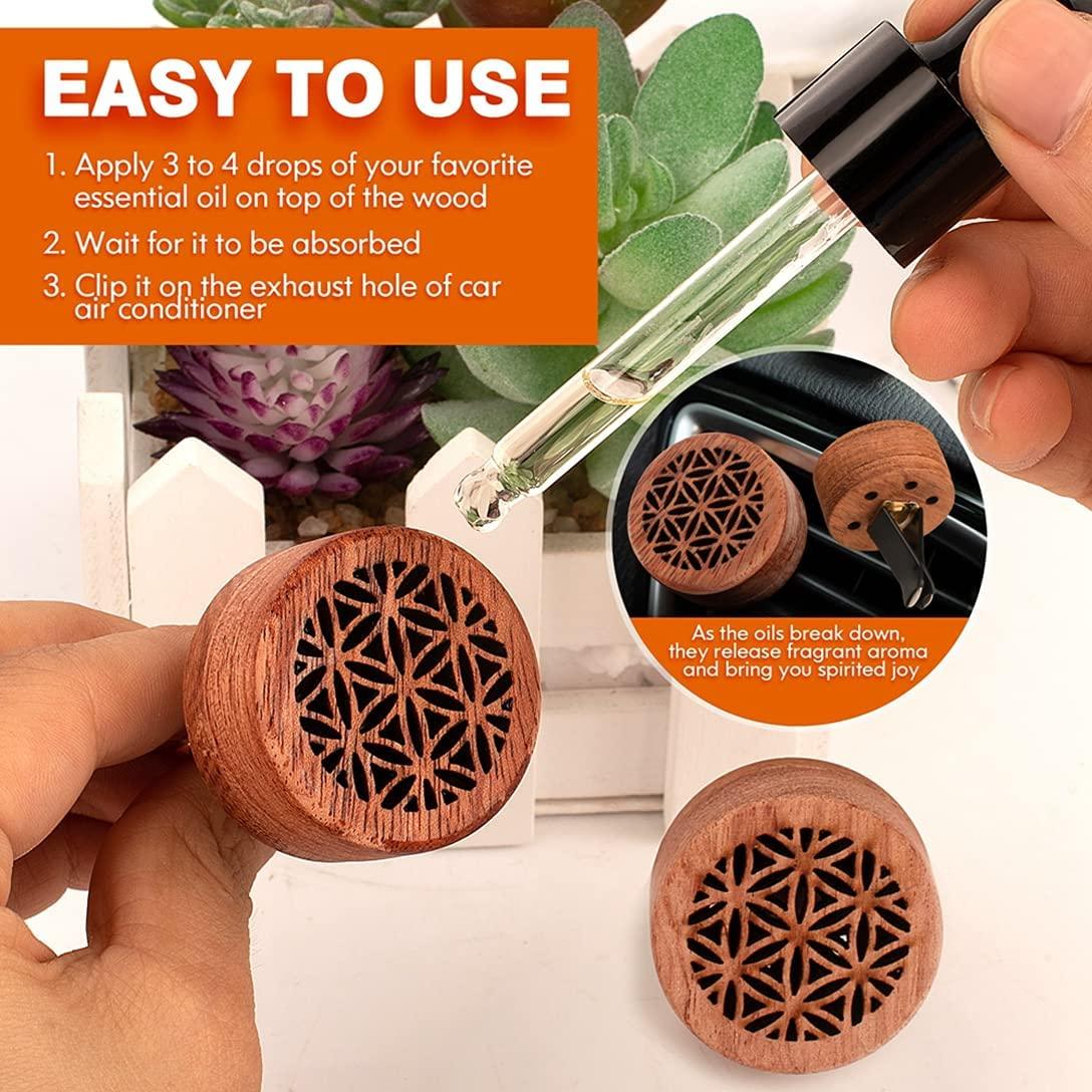 Essential Oil Car Diffuser, 2 PCS Car Aromatherapy Wood Diffuser with Vent  Clip A-type