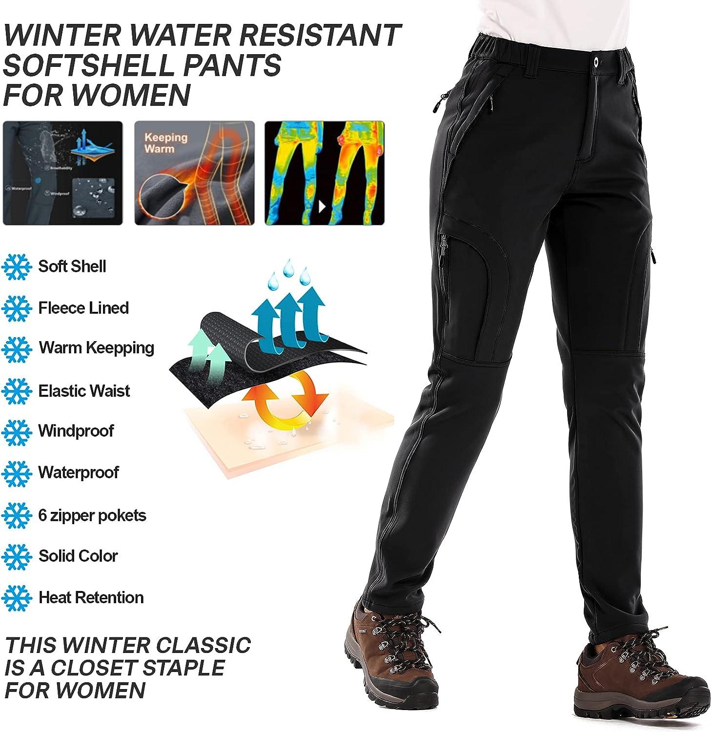 Womens Snow Ski Pants Waterproof Windproof Fleece Lined Warm Hiking pants