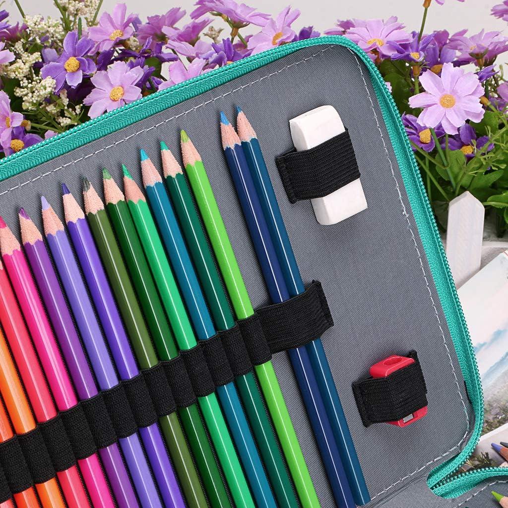  BTSKY 200 Slots Colored Pencil Organizer - Deluxe PU Leather Pencil  Case Holder With Removal Handle Strap Pencil Box Large for Colored Pencils  Watercolor Pencils (Black) : Arts, Crafts & Sewing