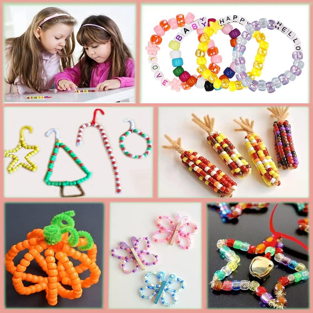 Bead Bracelet Making Kit, Bead Friendship Bracelets Kit with Pony Beads  Letter Beads Charm Beads and Elastic String 