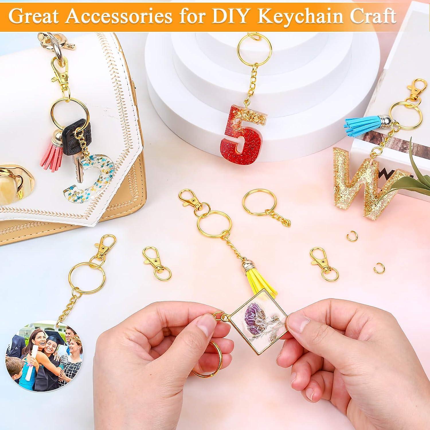 arricraft 166 Pcs Keychain Making Supplies, Letter Charm Keychain Making  Kit Mixed Color Alloy Keyring Accessorie Bulk Keychain Materials for DIY
