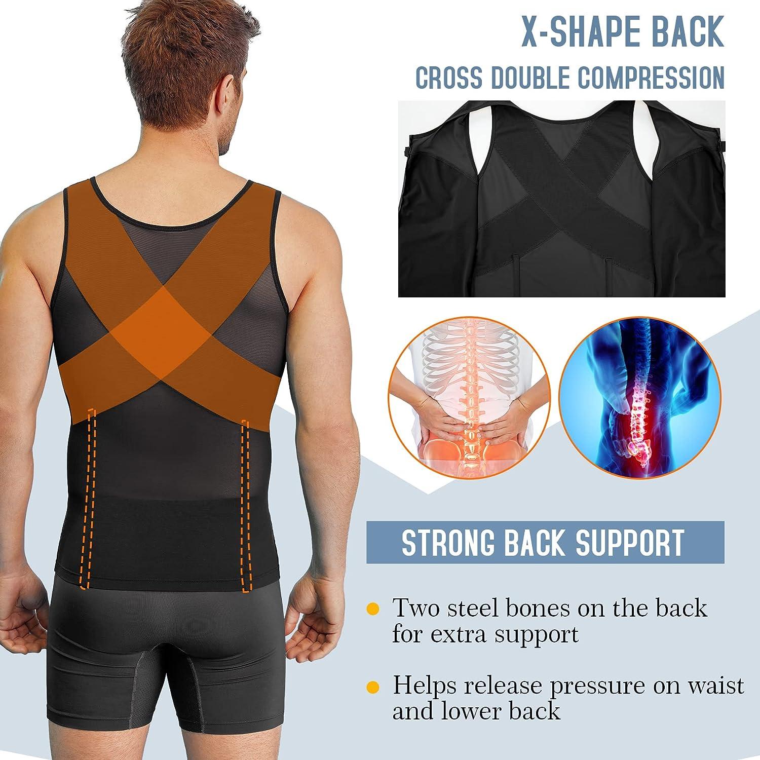  Mens Compression Corset Vest Workout Fajas para Hombres Back  Support Gynecomastia Shapewear, Black : Clothing, Shoes & Jewelry