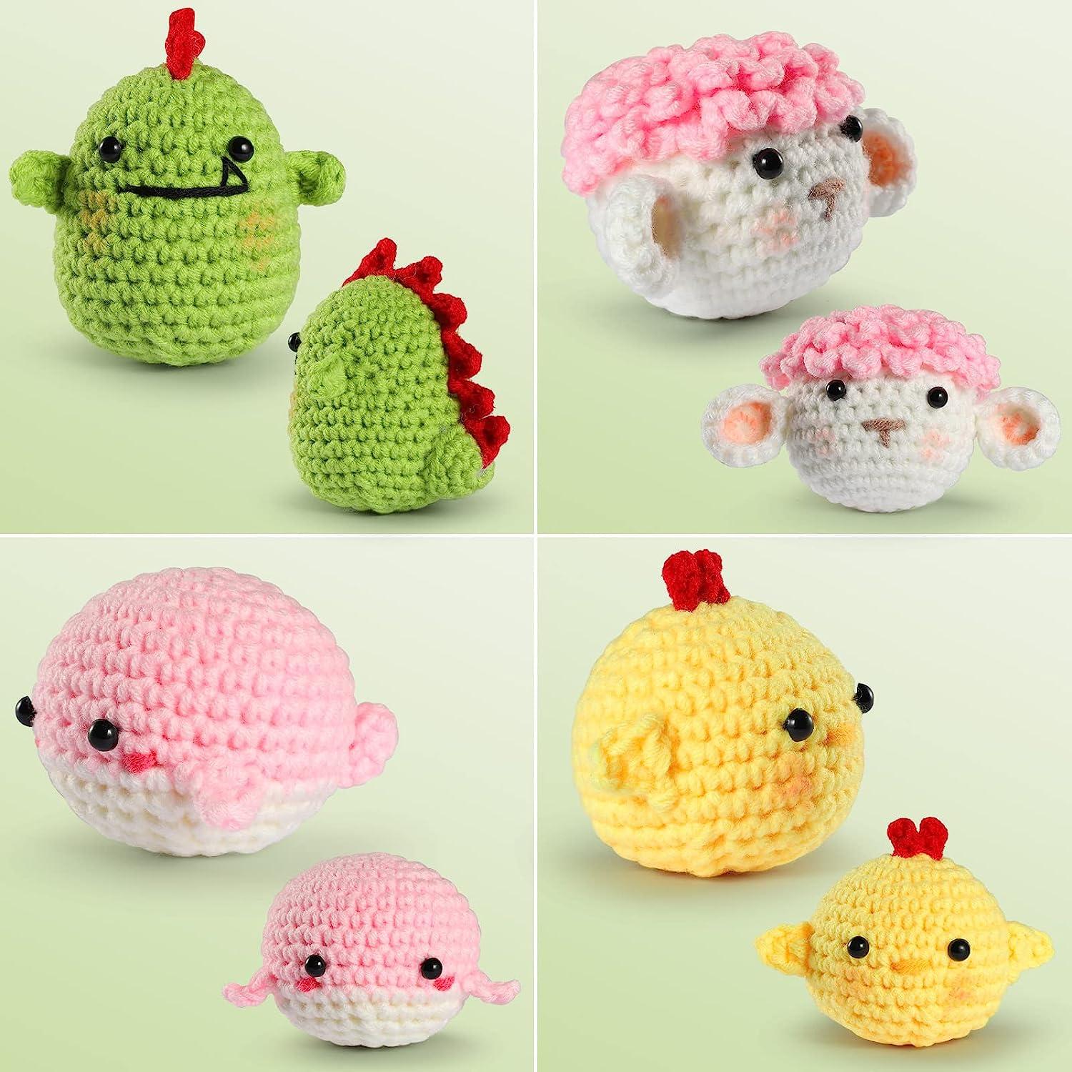  RQWZBCHX Beginners Crochet Kit, 4 Pattern Animals - Pig, Frog,  Whale, Octopus Crochet Set for Starters Adult Kids with Step-by-Step Video  Tutorials and Enough Yarns, Hook, Accessories