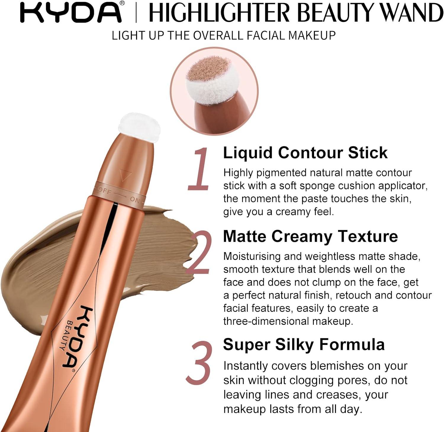KYDA Contour Beauty Wand, Liquid Face Concealer Contouring with Cushion  Applicator, High Coverage Natural Matte Finish, Lightweight Blendable Super