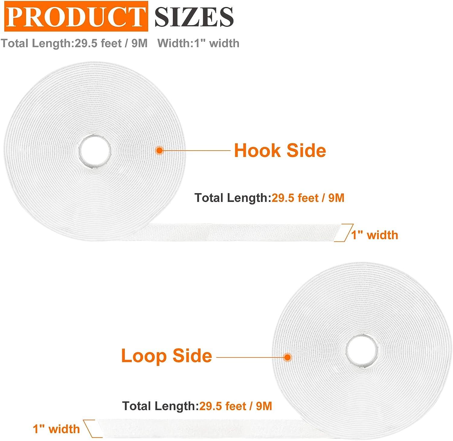 1 Inch x 29.5 Ft Hook and Loop Tape Strips with Adhesive Strong