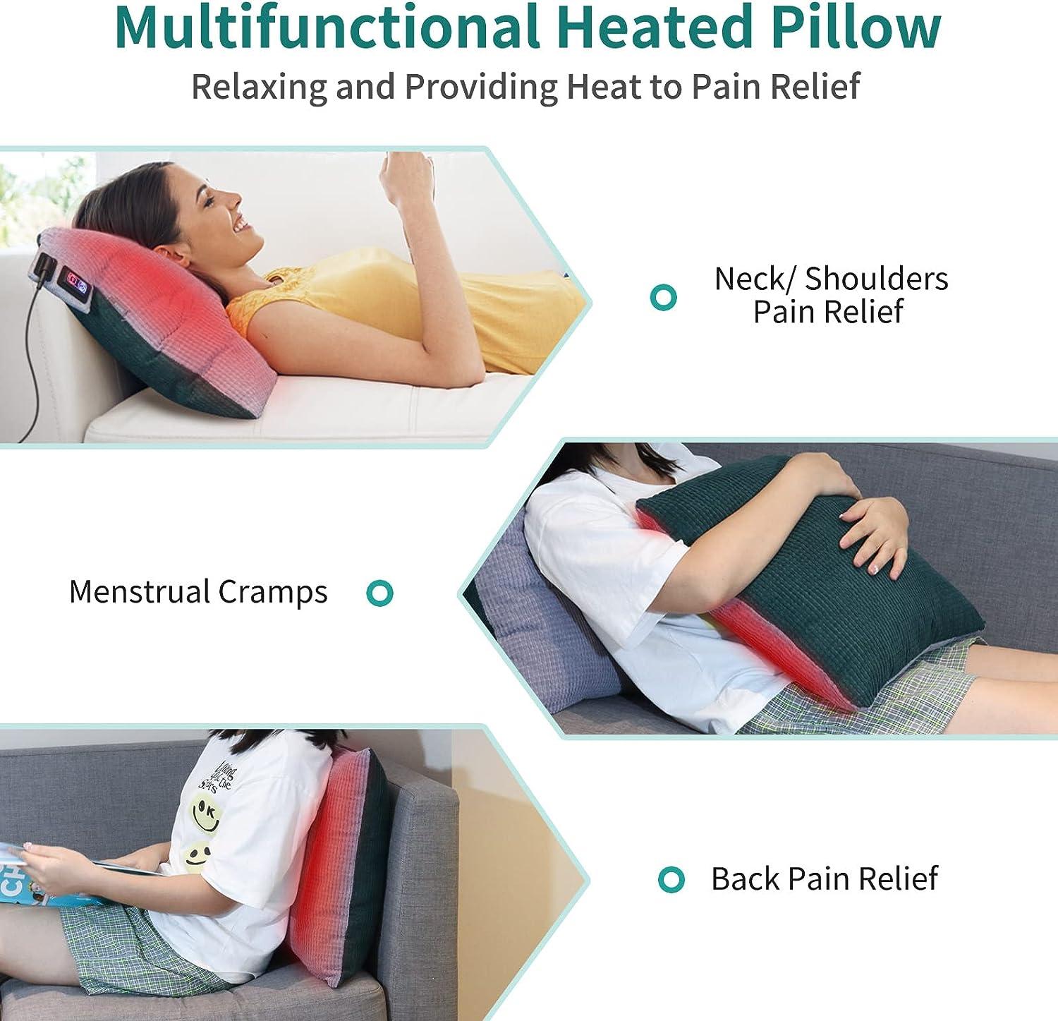 FirstE Heated Throw Pillow 17.7 x 17.7 Heating Lumbar Support