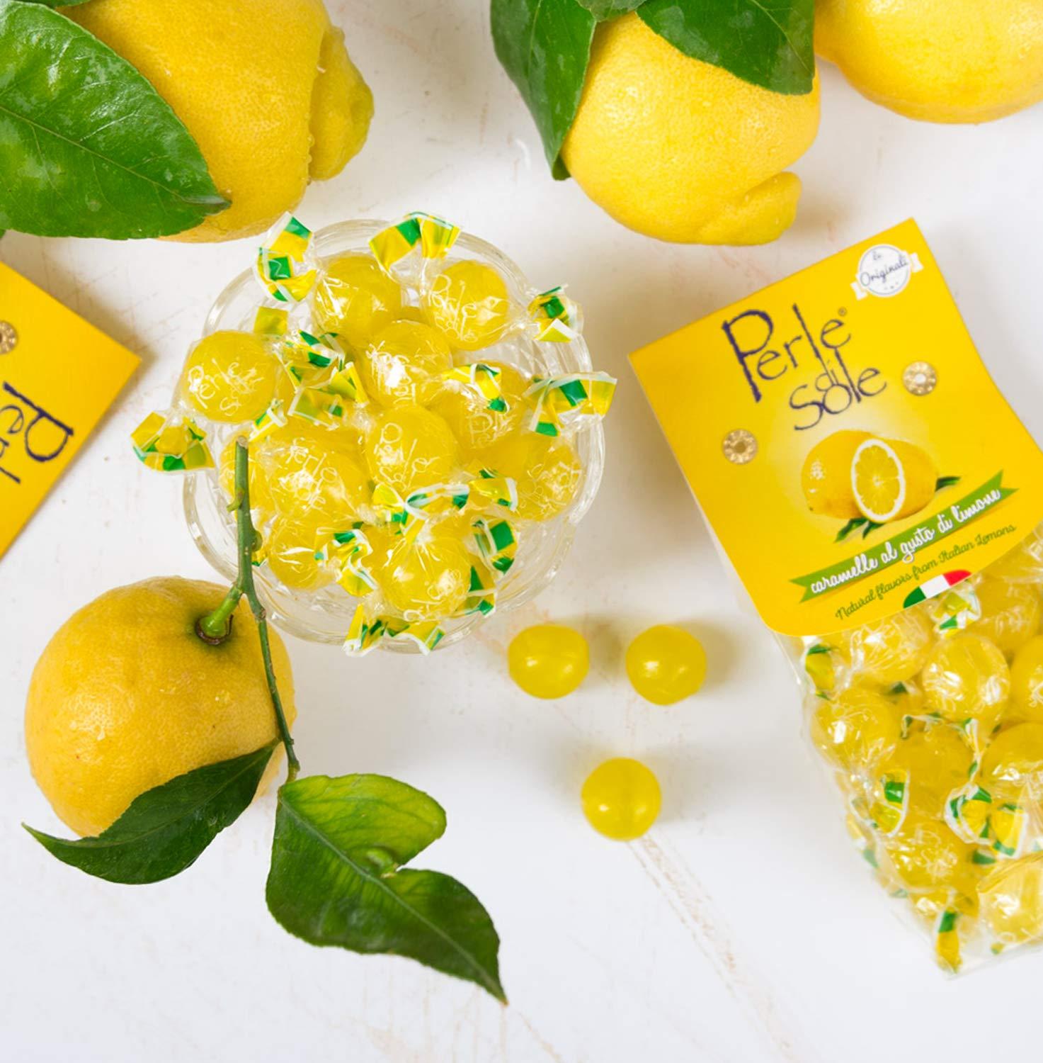 Perle di Sole Italian Lemon Drops Hard Candy Individually Wrapped (7.05 oz)  Made with Essential Oils of Lemons from the Amalfi Coast - Italian Gifts