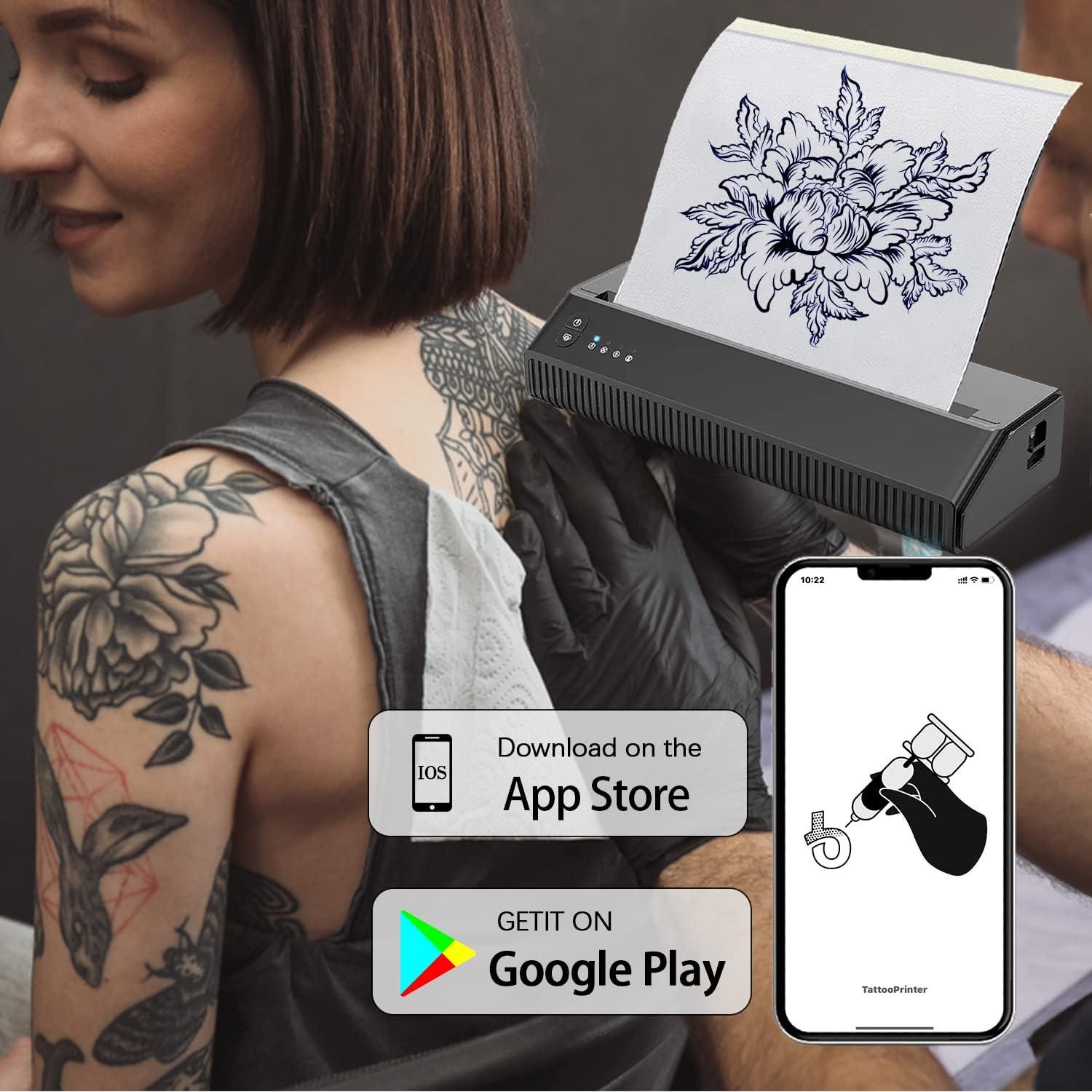 Bcetasy Tattoo Transfer Monochrome Stencil Printer, with Free 20PCS Paper,  Thermal Copier Machine for Temporary and Permanent Tattoos,Black