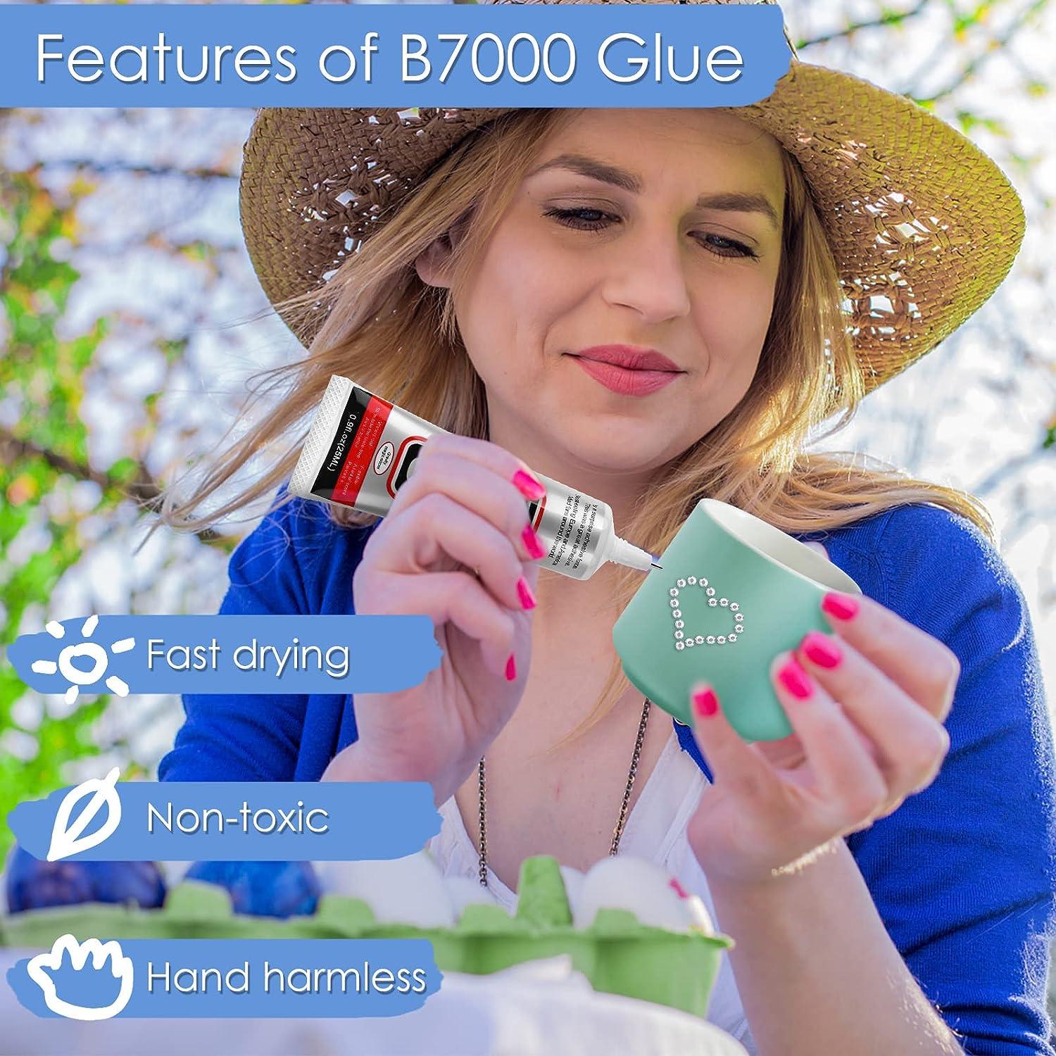 B 7000 Glue with Tips, Fabric Super Glue B7000 Rhinestone Crafts Clear  Liquid Glue Super Adhesive