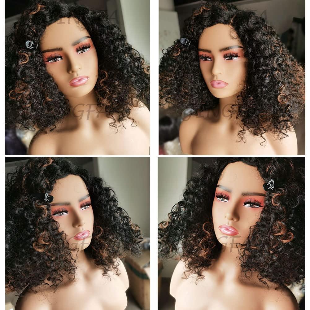 African American PVC Realistic Bust Female Wig Display Mannequin