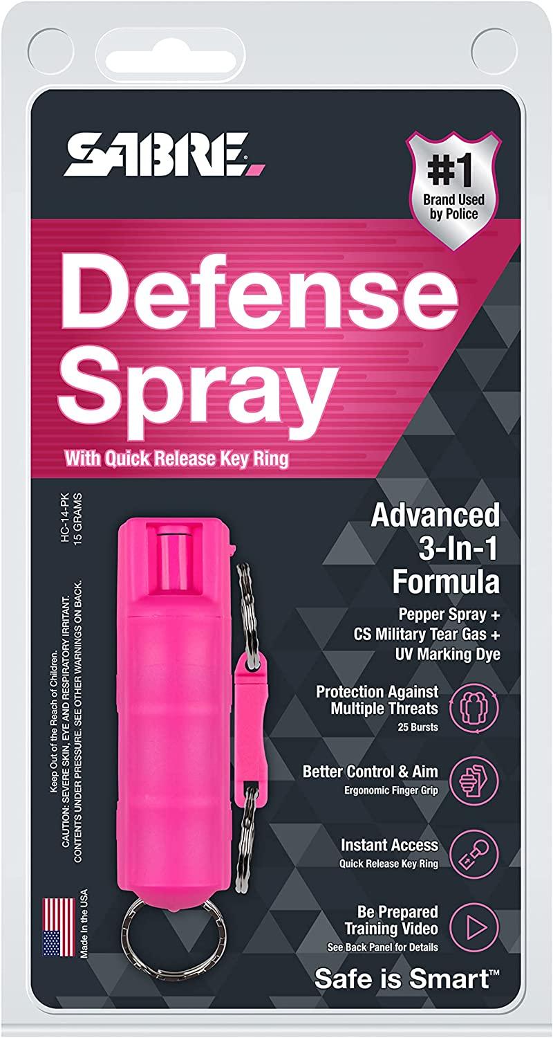 Sabre Pepper Spray with Finger Grip & Key Ring, Pink - HC-PK-23OC