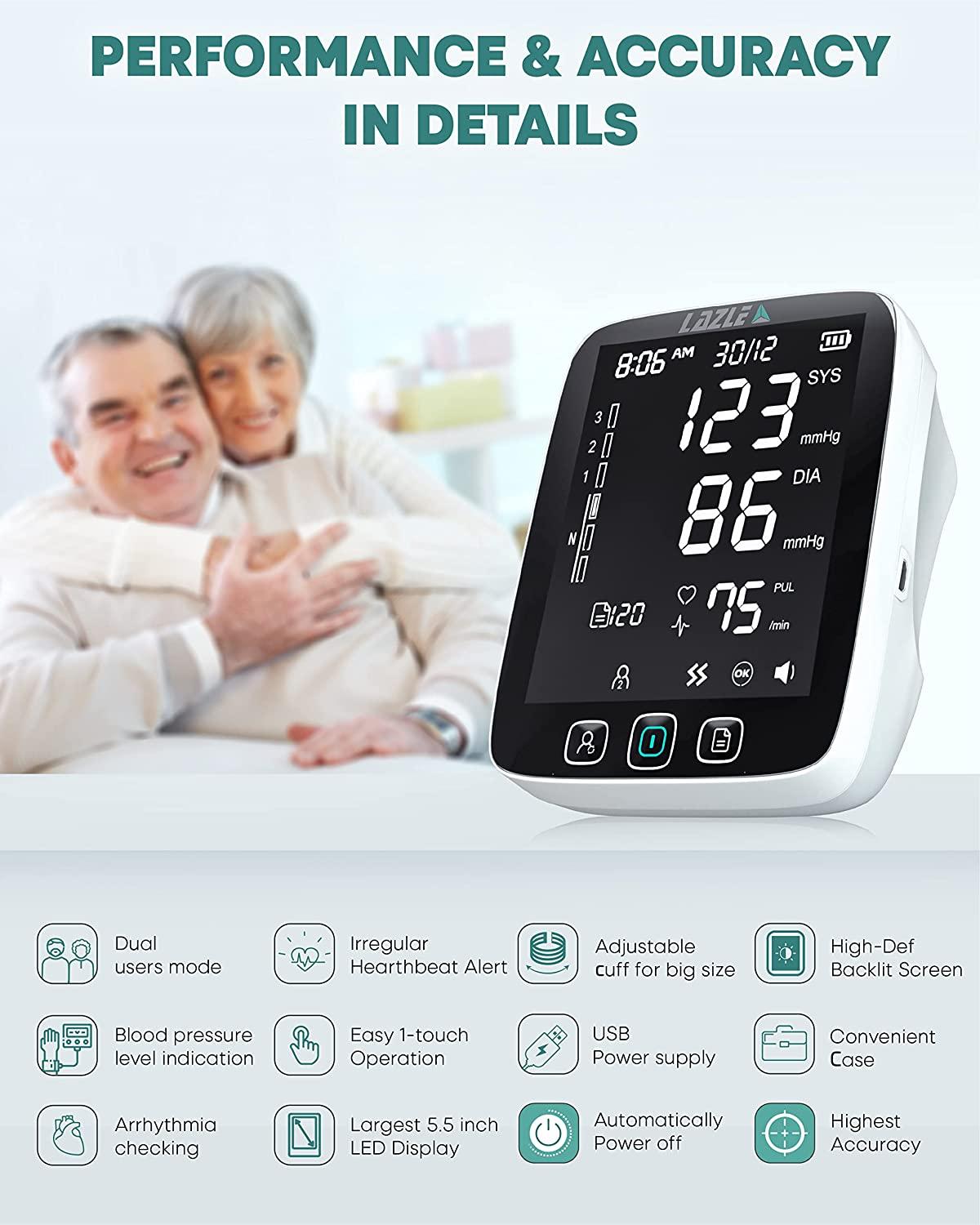 2022 Blood Pressure Monitor by LAZLE - Automatic Upper Arm Machine with 240  Sets Memory & Accurate