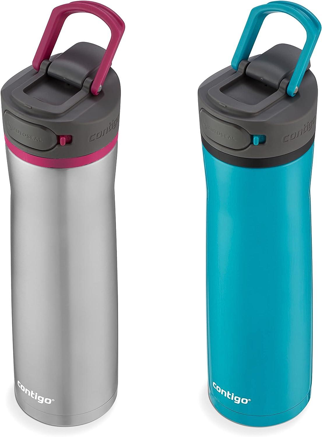 Contigo 24oz Stainless Steel Leakproof Water Bottle with Straw & Handle,  Keeps Drinks Cold 24hrs & Hot 6hrs - 2 Pack
