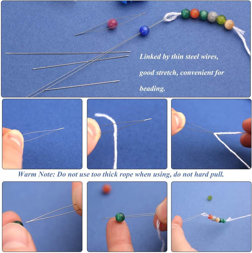 Beading Needles Seed Bead Needles Big Eye Collapsible Beading Needles Long  Straight Needle for Jewelry Making with Needle Bottle